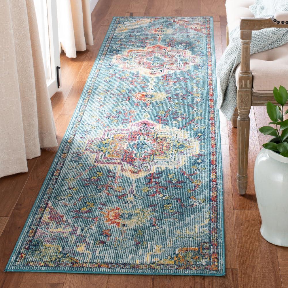 image:imageSAFAVIEH Crystal Collection Area Rug 8 x 10 Teal amp Rose Medallion Distressed Design NonShedding amp Easy Care Ideal for High Traffic Areas in Living Room Bedroom CRS501TTealOrange