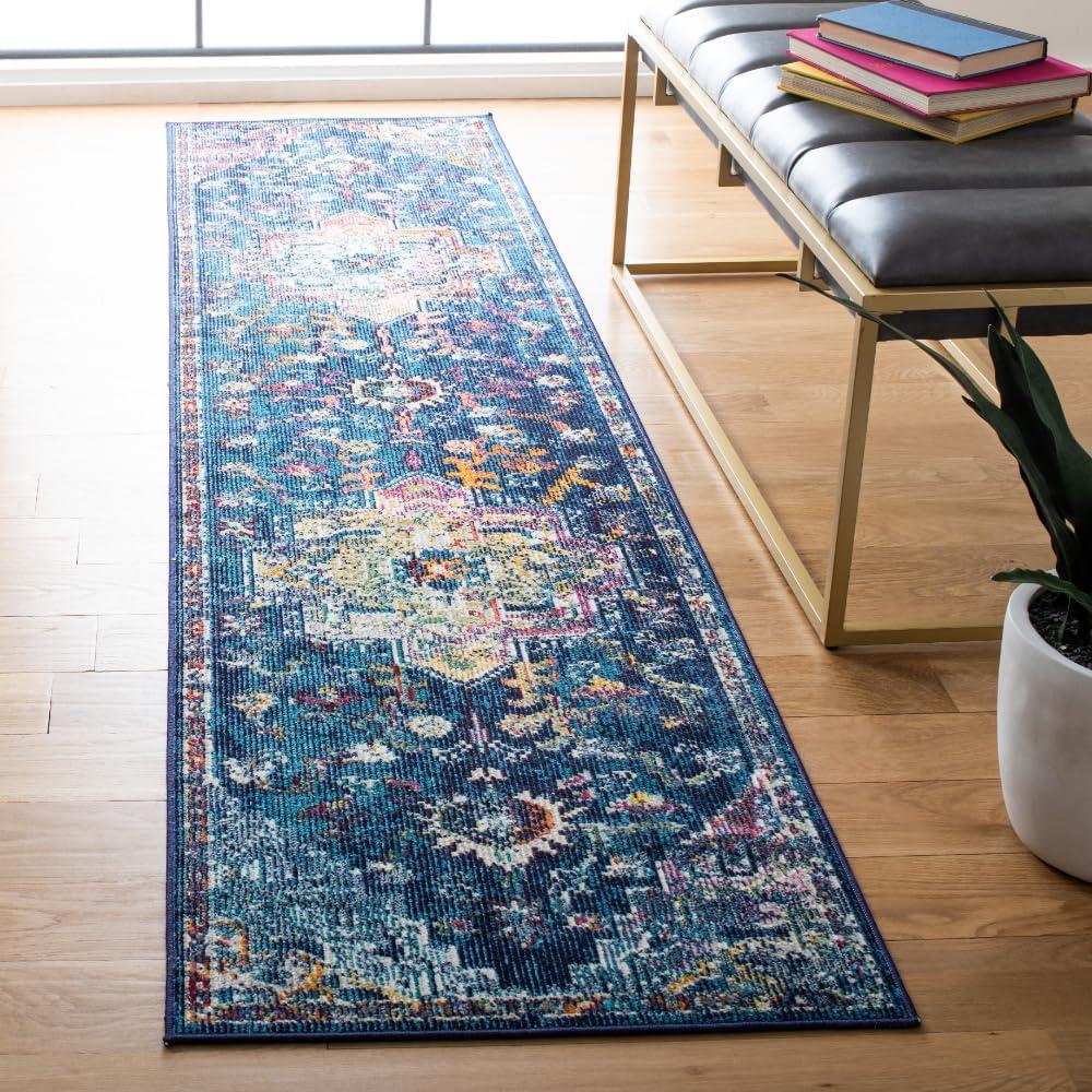image:imageSAFAVIEH Crystal Collection Area Rug 8 x 10 Teal amp Rose Medallion Distressed Design NonShedding amp Easy Care Ideal for High Traffic Areas in Living Room Bedroom CRS501TNavyFuchsia