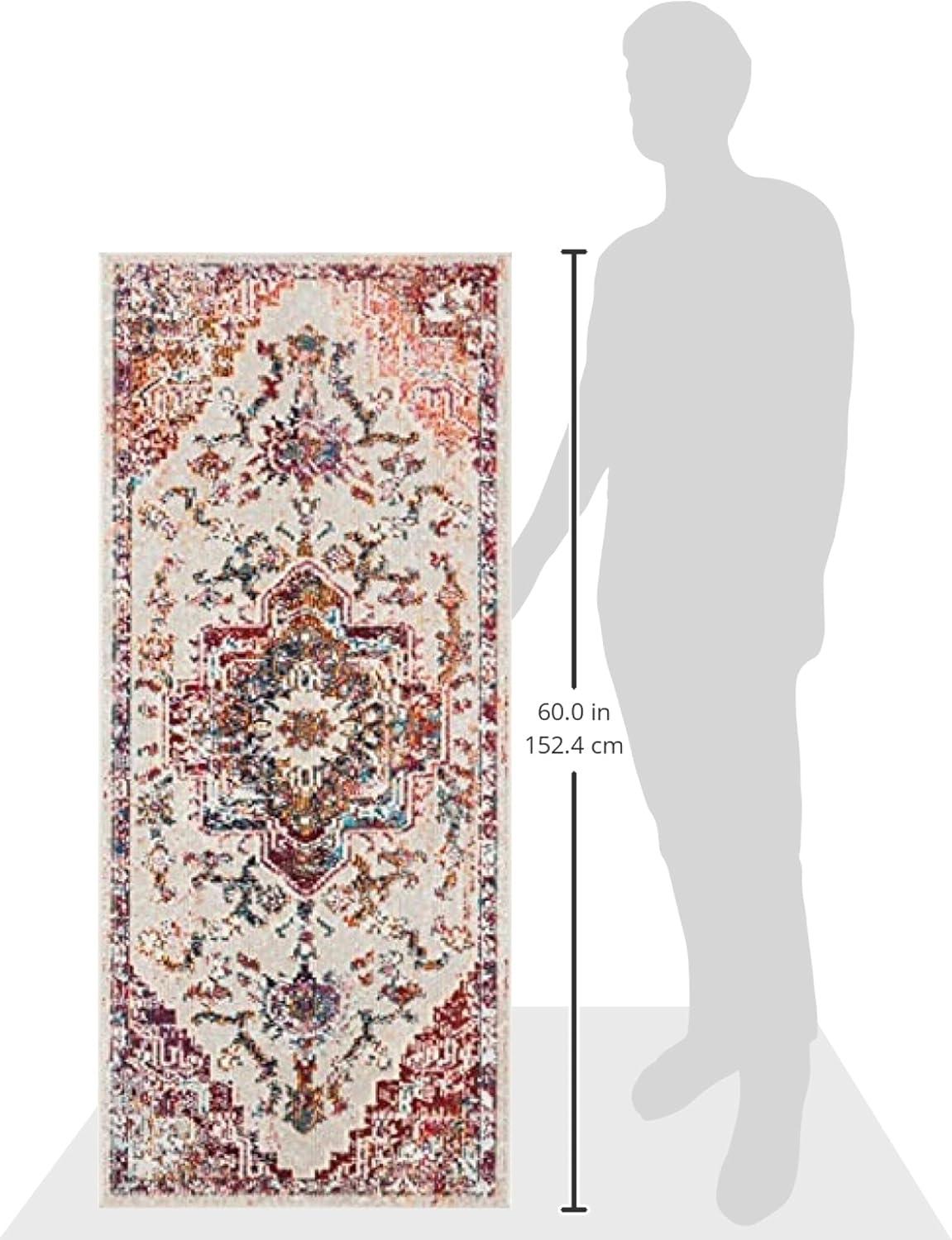 image:imageSAFAVIEH Crystal Collection Area Rug 8 x 10 Teal amp Rose Medallion Distressed Design NonShedding amp Easy Care Ideal for High Traffic Areas in Living Room Bedroom CRS501TLight BlueBurgundy