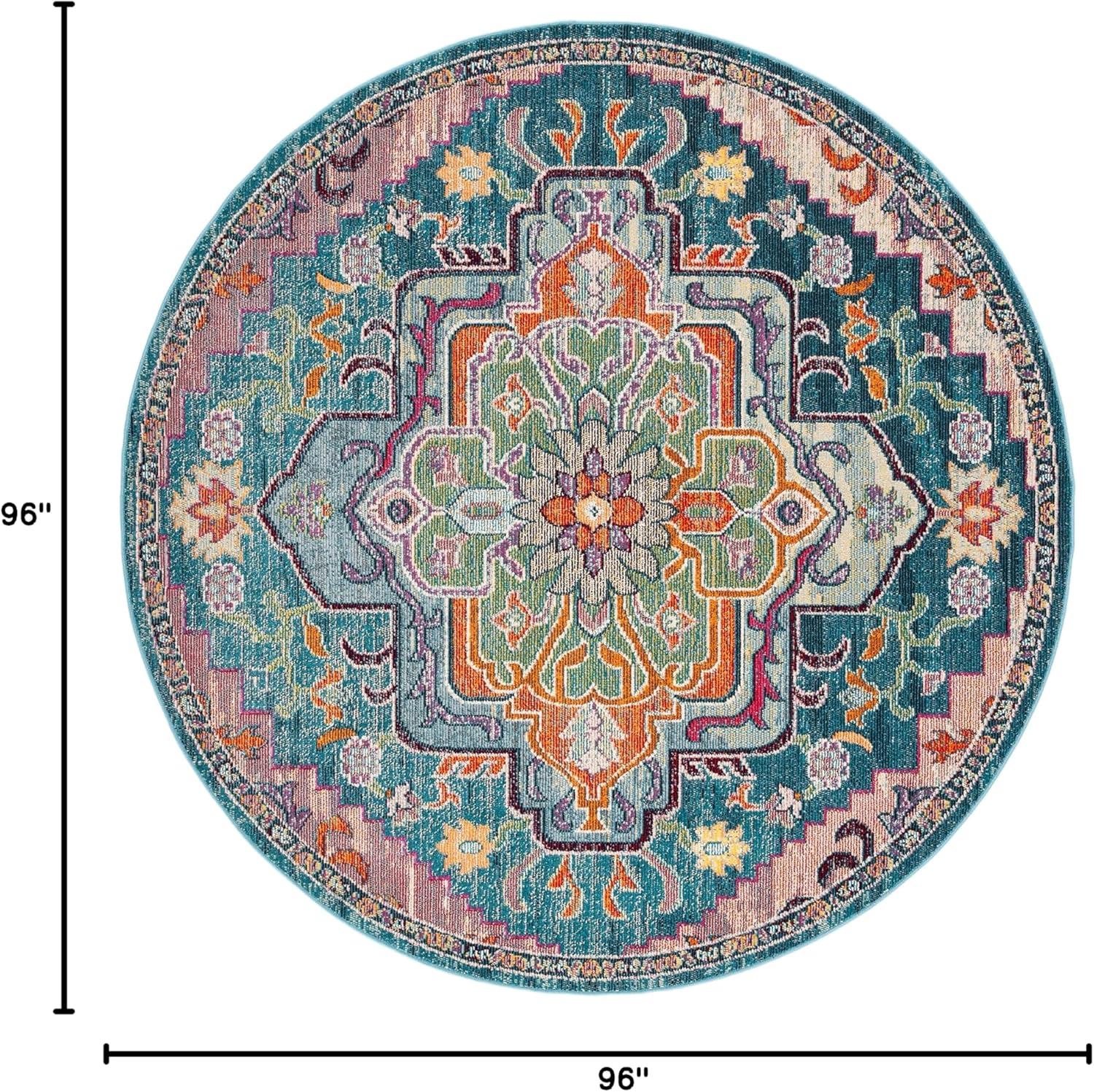 image:imageSAFAVIEH Crystal Collection Area Rug 8 x 10 Teal amp Rose Medallion Distressed Design NonShedding amp Easy Care Ideal for High Traffic Areas in Living Room Bedroom CRS501TTealRose