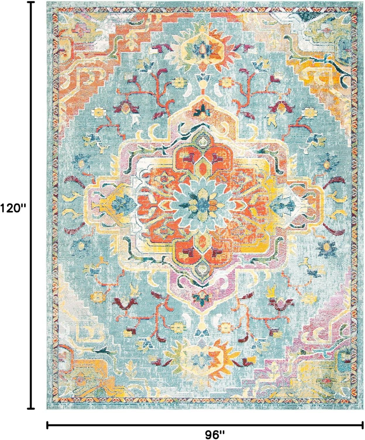 image:imageSAFAVIEH Crystal Collection Area Rug 8 x 10 Teal amp Rose Medallion Distressed Design NonShedding amp Easy Care Ideal for High Traffic Areas in Living Room Bedroom CRS501TTealOrange