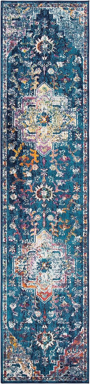 image:imageSAFAVIEH Crystal Collection Area Rug 8 x 10 Teal amp Rose Medallion Distressed Design NonShedding amp Easy Care Ideal for High Traffic Areas in Living Room Bedroom CRS501TNavyFuchsia