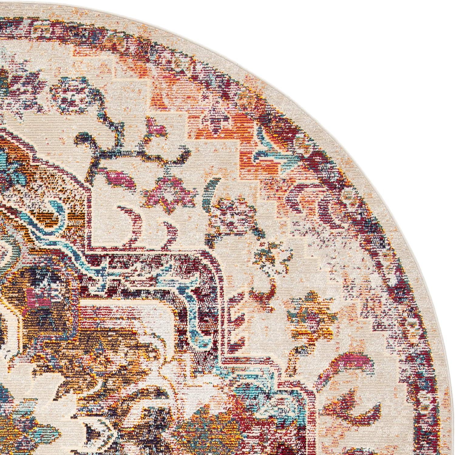 image:imageSAFAVIEH Crystal Collection Area Rug 8 x 10 Teal amp Rose Medallion Distressed Design NonShedding amp Easy Care Ideal for High Traffic Areas in Living Room Bedroom CRS501TLight BlueBurgundy