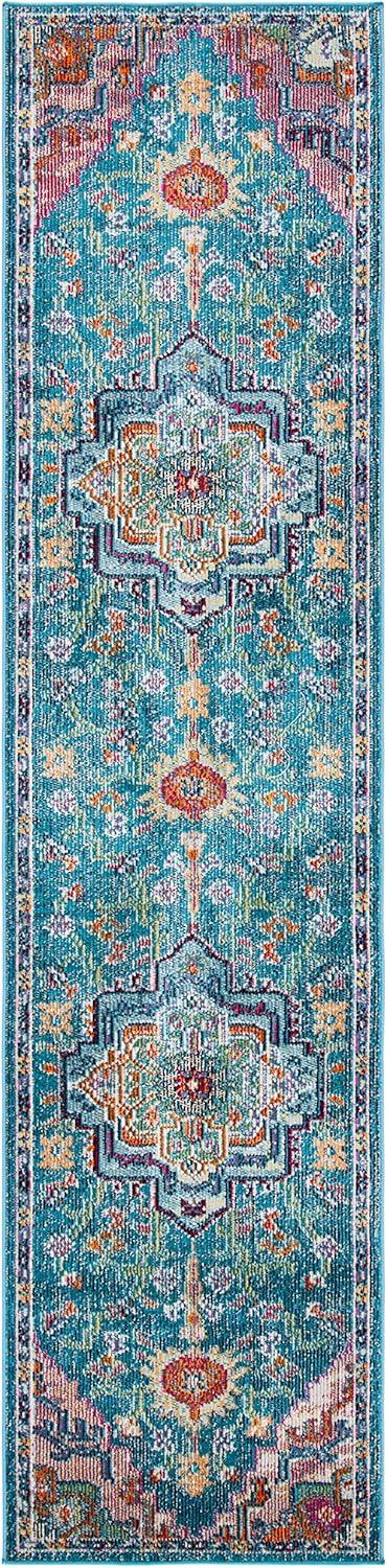 image:imageSAFAVIEH Crystal Collection Area Rug 8 x 10 Teal amp Rose Medallion Distressed Design NonShedding amp Easy Care Ideal for High Traffic Areas in Living Room Bedroom CRS501TTealRose