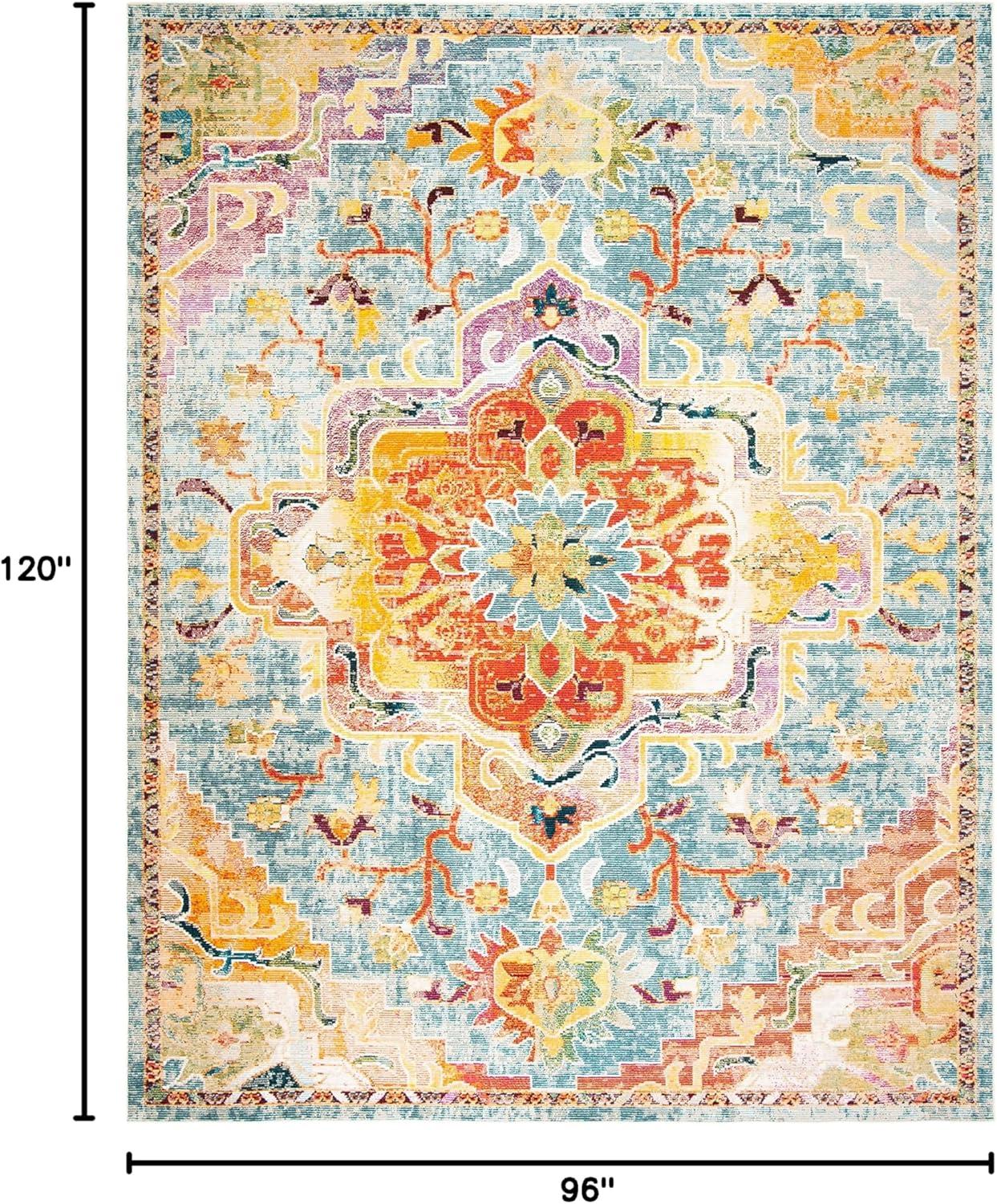 image:imageSAFAVIEH Crystal Collection Area Rug 8 x 10 Teal amp Rose Medallion Distressed Design NonShedding amp Easy Care Ideal for High Traffic Areas in Living Room Bedroom CRS501TOrangeTeal
