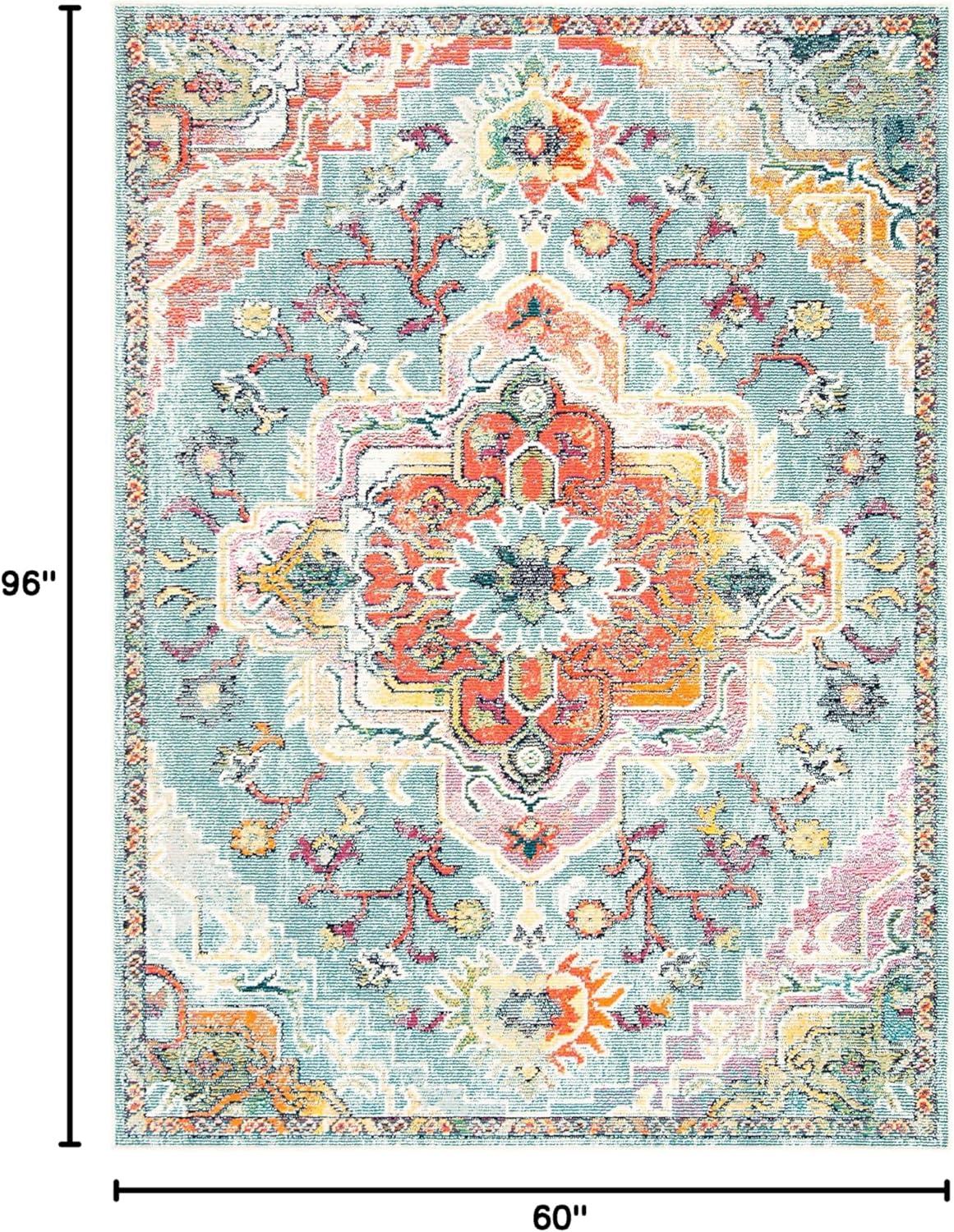 image:imageSAFAVIEH Crystal Collection Area Rug 8 x 10 Teal amp Rose Medallion Distressed Design NonShedding amp Easy Care Ideal for High Traffic Areas in Living Room Bedroom CRS501TTealOrange