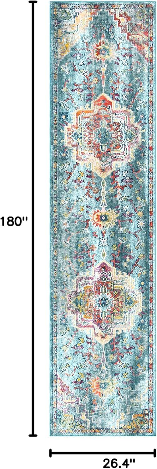 image:imageSAFAVIEH Crystal Collection Area Rug 8 x 10 Teal amp Rose Medallion Distressed Design NonShedding amp Easy Care Ideal for High Traffic Areas in Living Room Bedroom CRS501TTealOrange