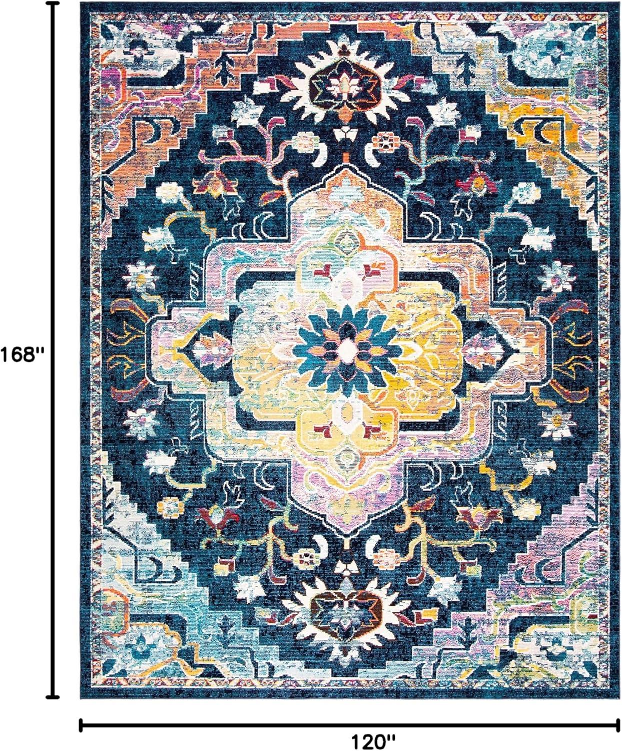 image:imageSAFAVIEH Crystal Collection Area Rug 8 x 10 Teal amp Rose Medallion Distressed Design NonShedding amp Easy Care Ideal for High Traffic Areas in Living Room Bedroom CRS501TNavyFuchsia