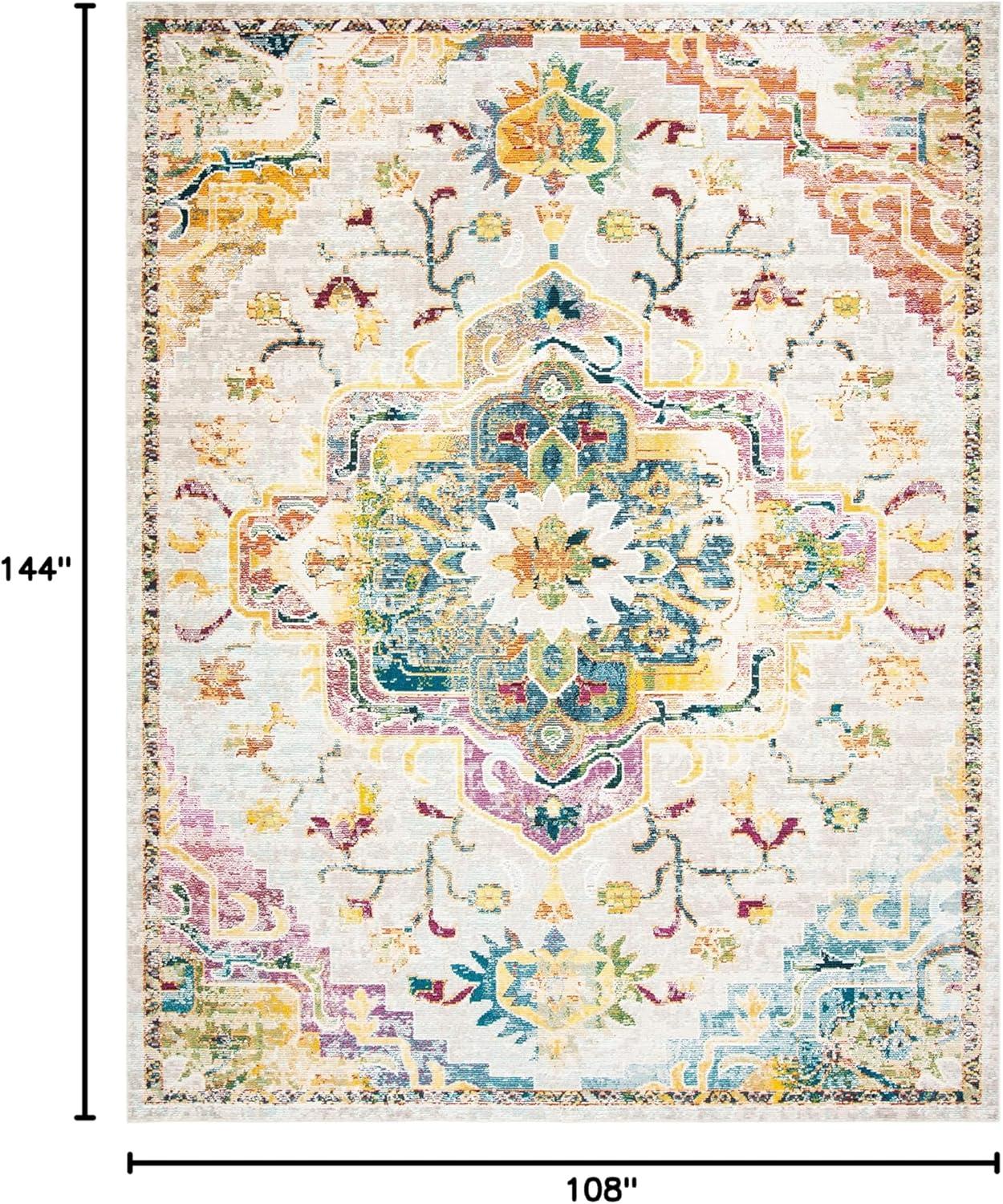 image:imageSAFAVIEH Crystal Collection Area Rug 8 x 10 Teal amp Rose Medallion Distressed Design NonShedding amp Easy Care Ideal for High Traffic Areas in Living Room Bedroom CRS501TLight BlueGrey