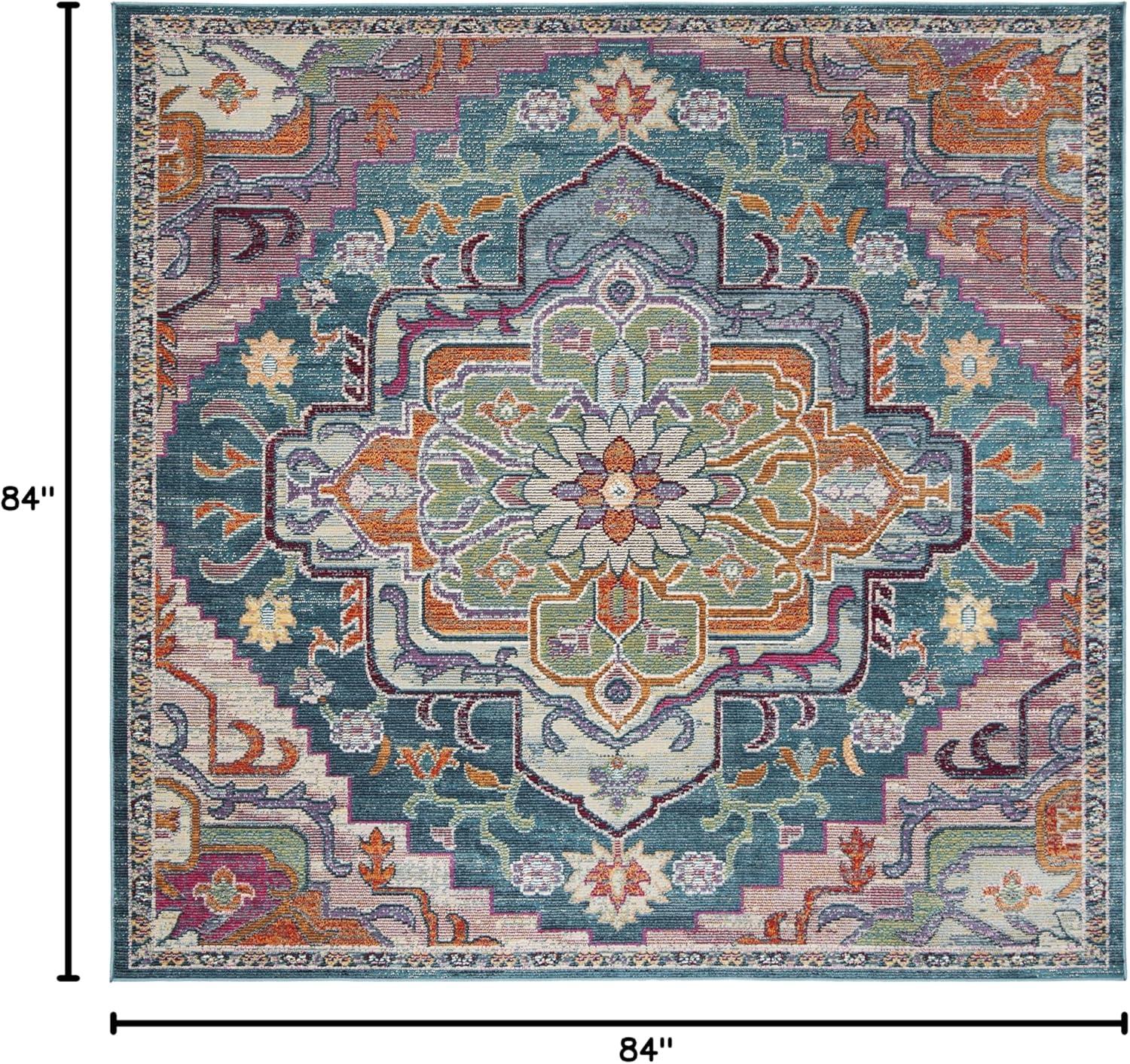 image:imageSAFAVIEH Crystal Collection Area Rug 8 x 10 Teal amp Rose Medallion Distressed Design NonShedding amp Easy Care Ideal for High Traffic Areas in Living Room Bedroom CRS501TTealRose