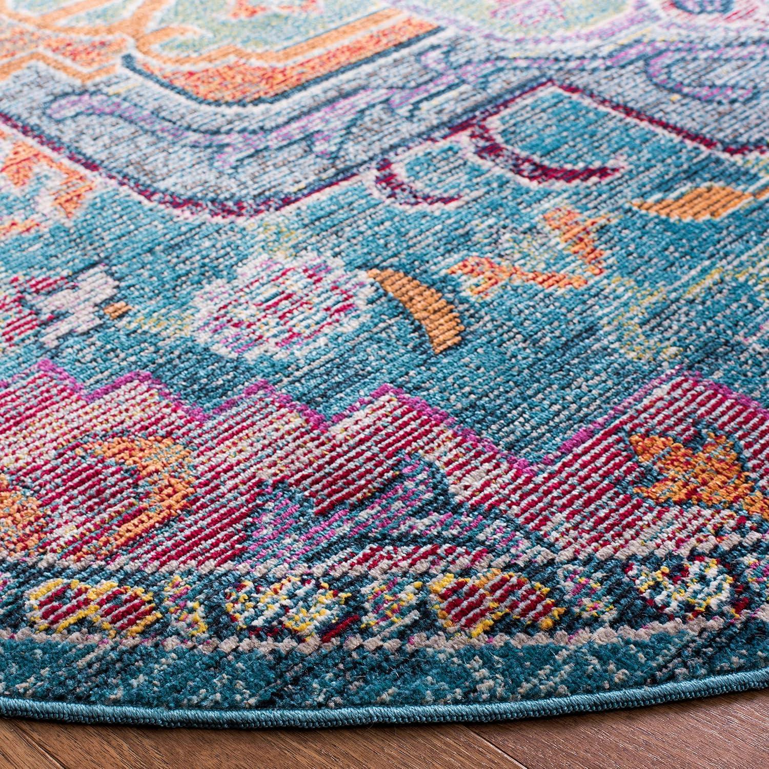image:imageSAFAVIEH Crystal Collection Area Rug 8 x 10 Teal amp Rose Medallion Distressed Design NonShedding amp Easy Care Ideal for High Traffic Areas in Living Room Bedroom CRS501TTealRose