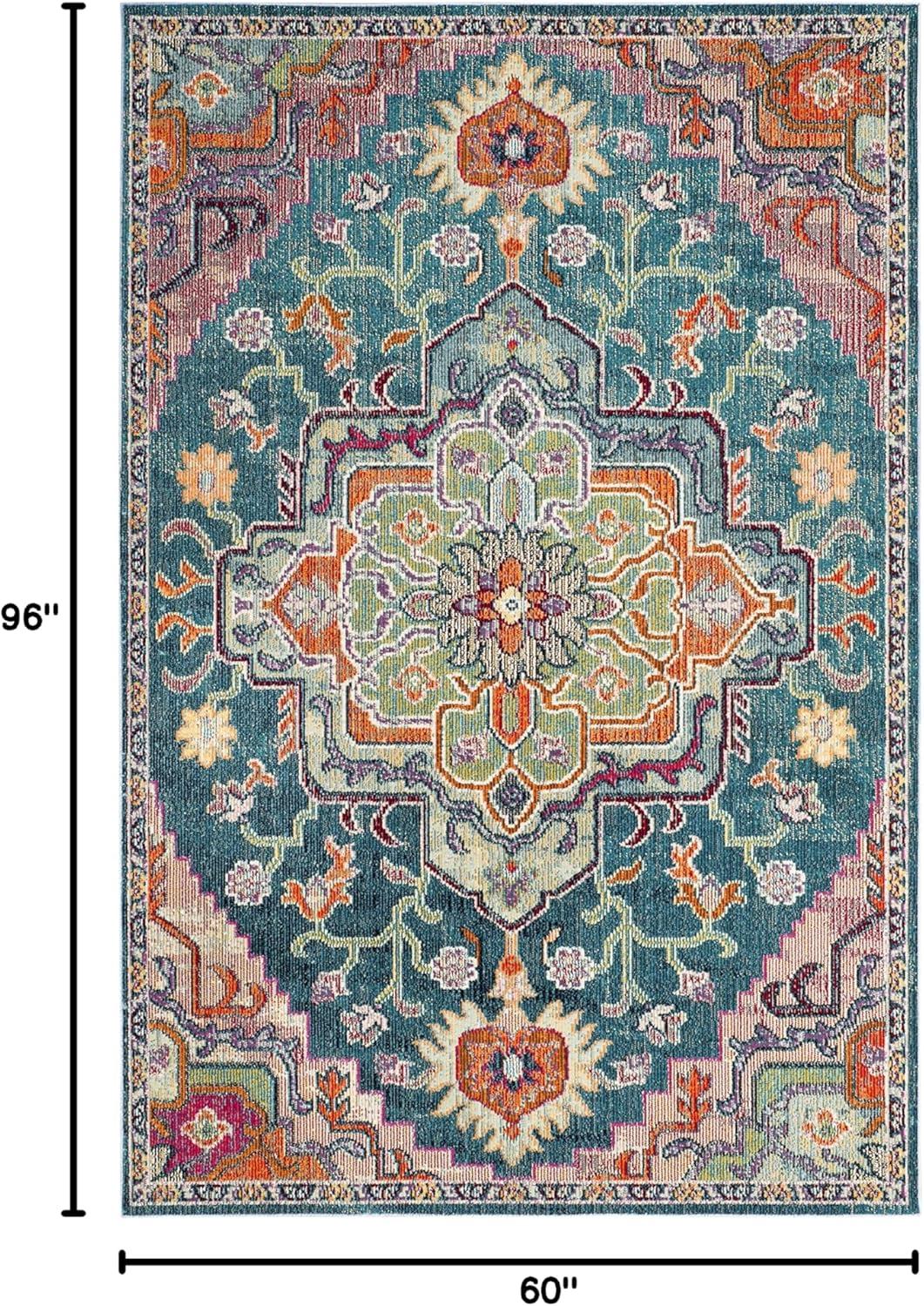 image:imageSAFAVIEH Crystal Collection Area Rug 8 x 10 Teal amp Rose Medallion Distressed Design NonShedding amp Easy Care Ideal for High Traffic Areas in Living Room Bedroom CRS501TTealRose