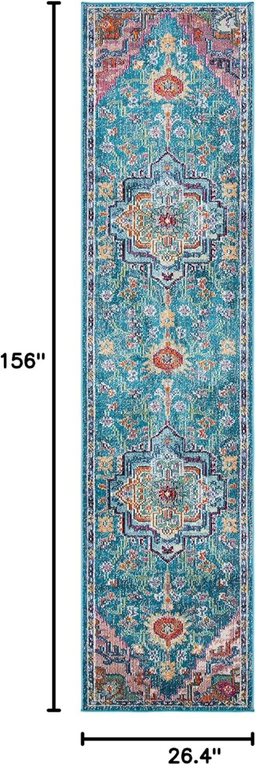 image:imageSAFAVIEH Crystal Collection Area Rug 8 x 10 Teal amp Rose Medallion Distressed Design NonShedding amp Easy Care Ideal for High Traffic Areas in Living Room Bedroom CRS501TTealRose