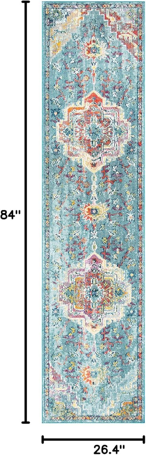 image:imageSAFAVIEH Crystal Collection Area Rug 8 x 10 Teal amp Rose Medallion Distressed Design NonShedding amp Easy Care Ideal for High Traffic Areas in Living Room Bedroom CRS501TTealOrange
