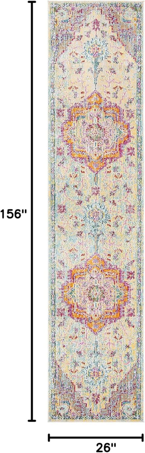 image:imageSAFAVIEH Crystal Collection Area Rug 8 x 10 Teal amp Rose Medallion Distressed Design NonShedding amp Easy Care Ideal for High Traffic Areas in Living Room Bedroom CRS501TLight BlueFuchsia