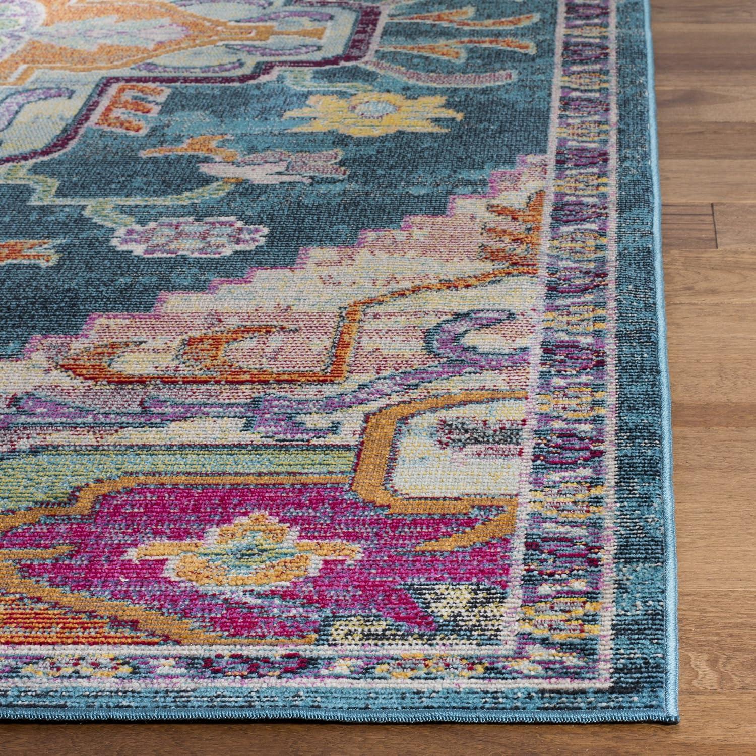 image:imageSAFAVIEH Crystal Collection Area Rug 8 x 10 Teal amp Rose Medallion Distressed Design NonShedding amp Easy Care Ideal for High Traffic Areas in Living Room Bedroom CRS501TTealRose