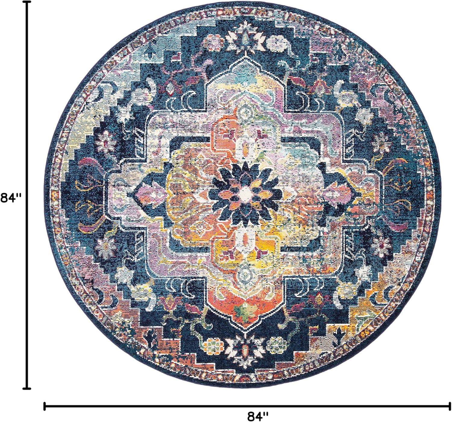 image:imageSAFAVIEH Crystal Collection Area Rug 8 x 10 Teal amp Rose Medallion Distressed Design NonShedding amp Easy Care Ideal for High Traffic Areas in Living Room Bedroom CRS501TNavyFuchsia