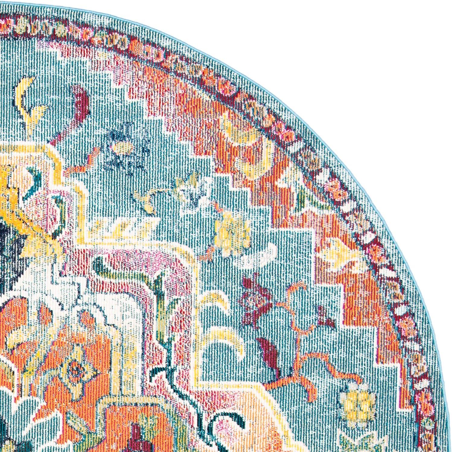 image:imageSAFAVIEH Crystal Collection Area Rug 8 x 10 Teal amp Rose Medallion Distressed Design NonShedding amp Easy Care Ideal for High Traffic Areas in Living Room Bedroom CRS501TTealOrange