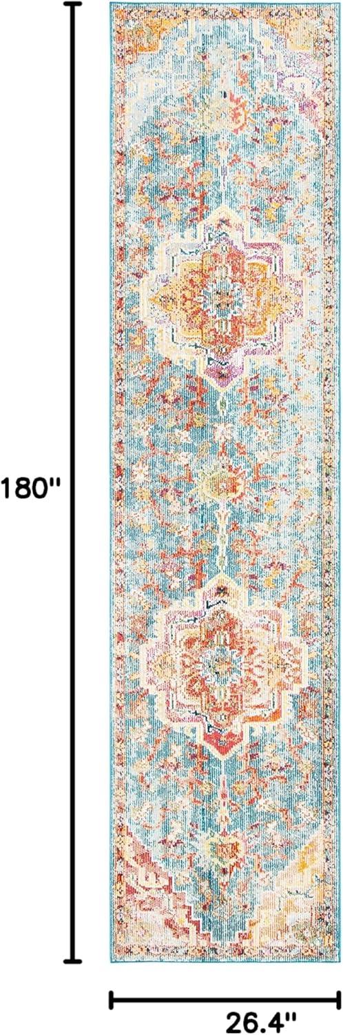 image:imageSAFAVIEH Crystal Collection Area Rug 8 x 10 Teal amp Rose Medallion Distressed Design NonShedding amp Easy Care Ideal for High Traffic Areas in Living Room Bedroom CRS501TLight BlueFuchsia