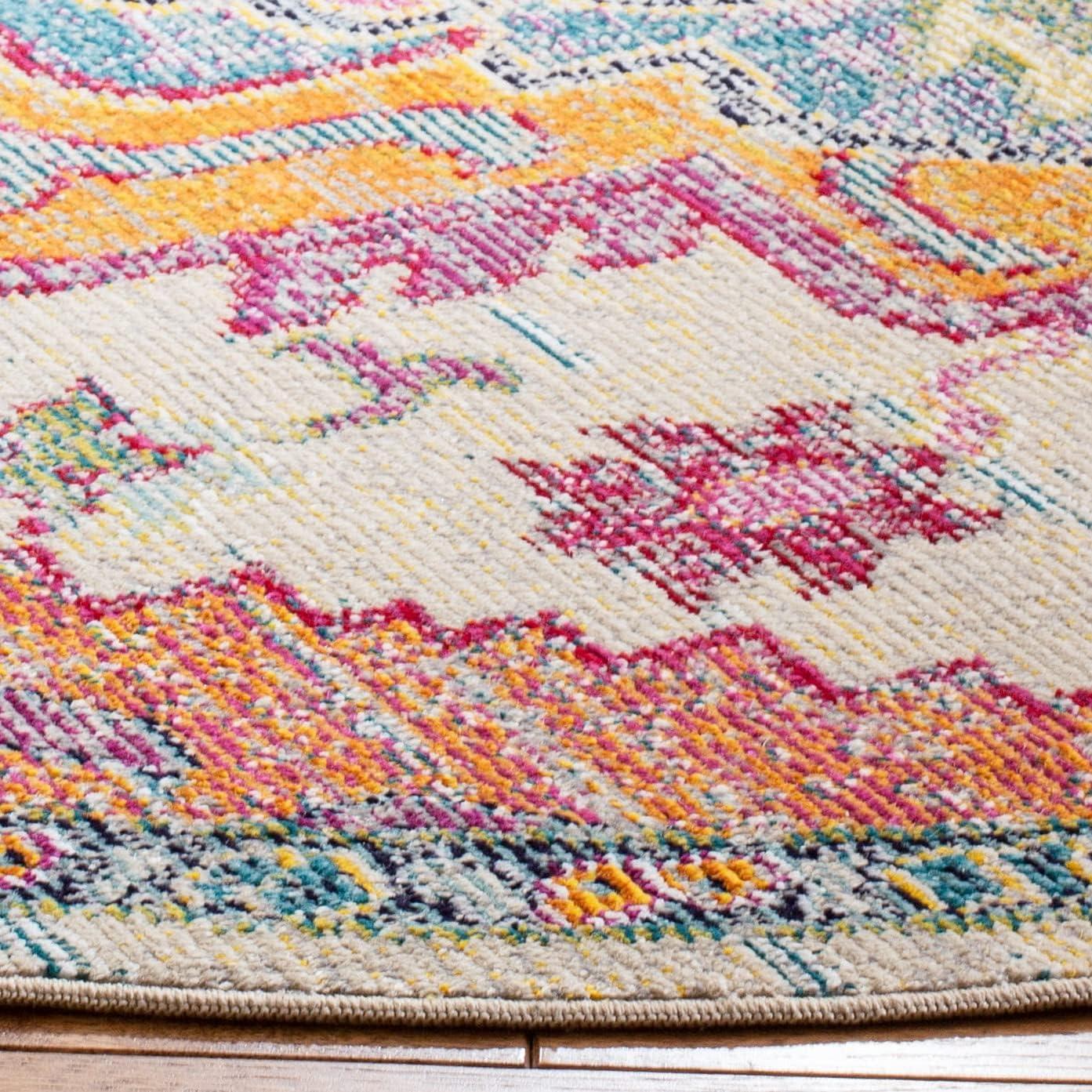 image:imageSAFAVIEH Crystal Collection Area Rug 8 x 10 Teal amp Rose Medallion Distressed Design NonShedding amp Easy Care Ideal for High Traffic Areas in Living Room Bedroom CRS501TLight BlueFuchsia
