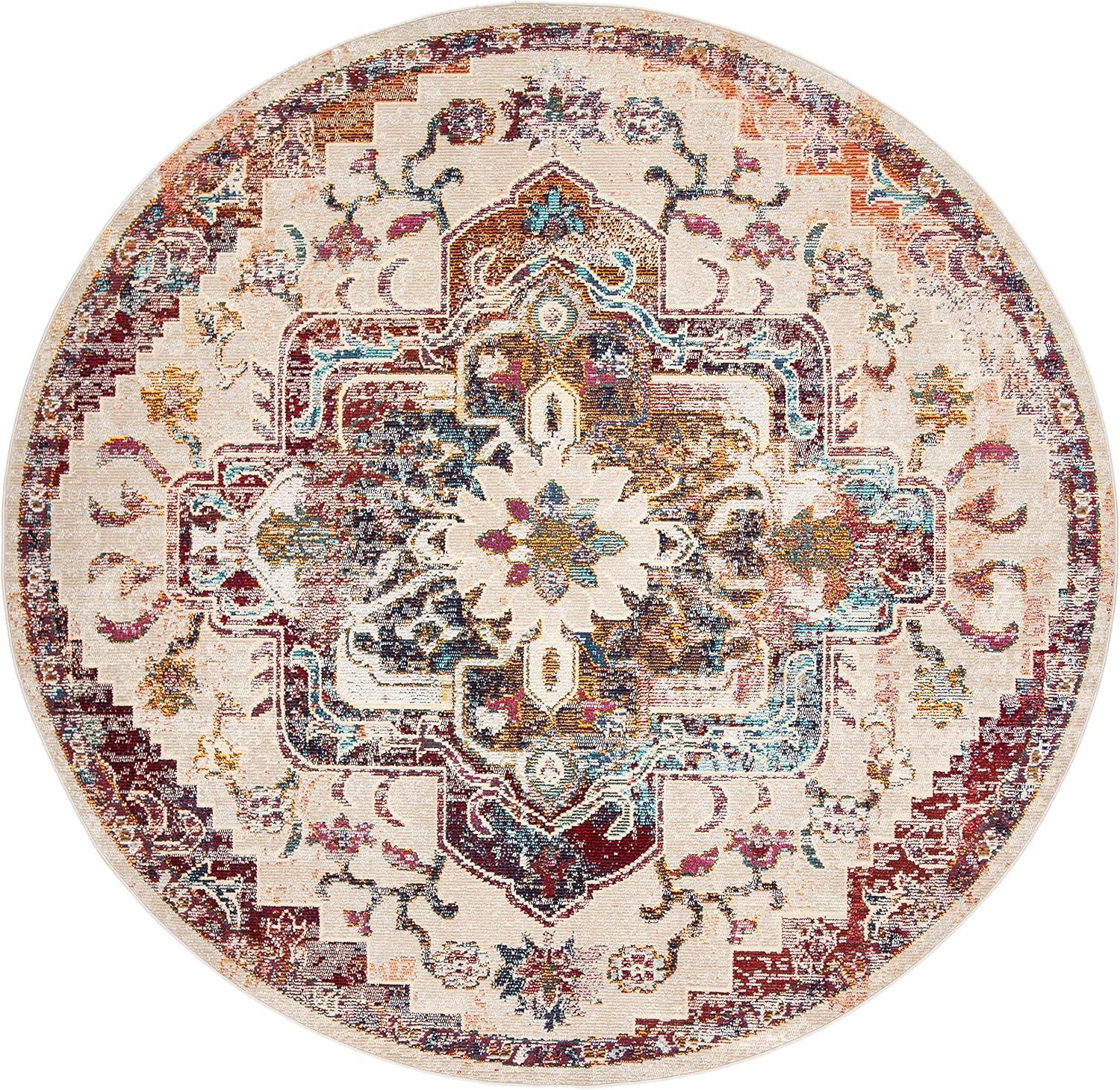 image:imageSAFAVIEH Crystal Collection Area Rug 8 x 10 Teal amp Rose Medallion Distressed Design NonShedding amp Easy Care Ideal for High Traffic Areas in Living Room Bedroom CRS501TLight BlueBurgundy