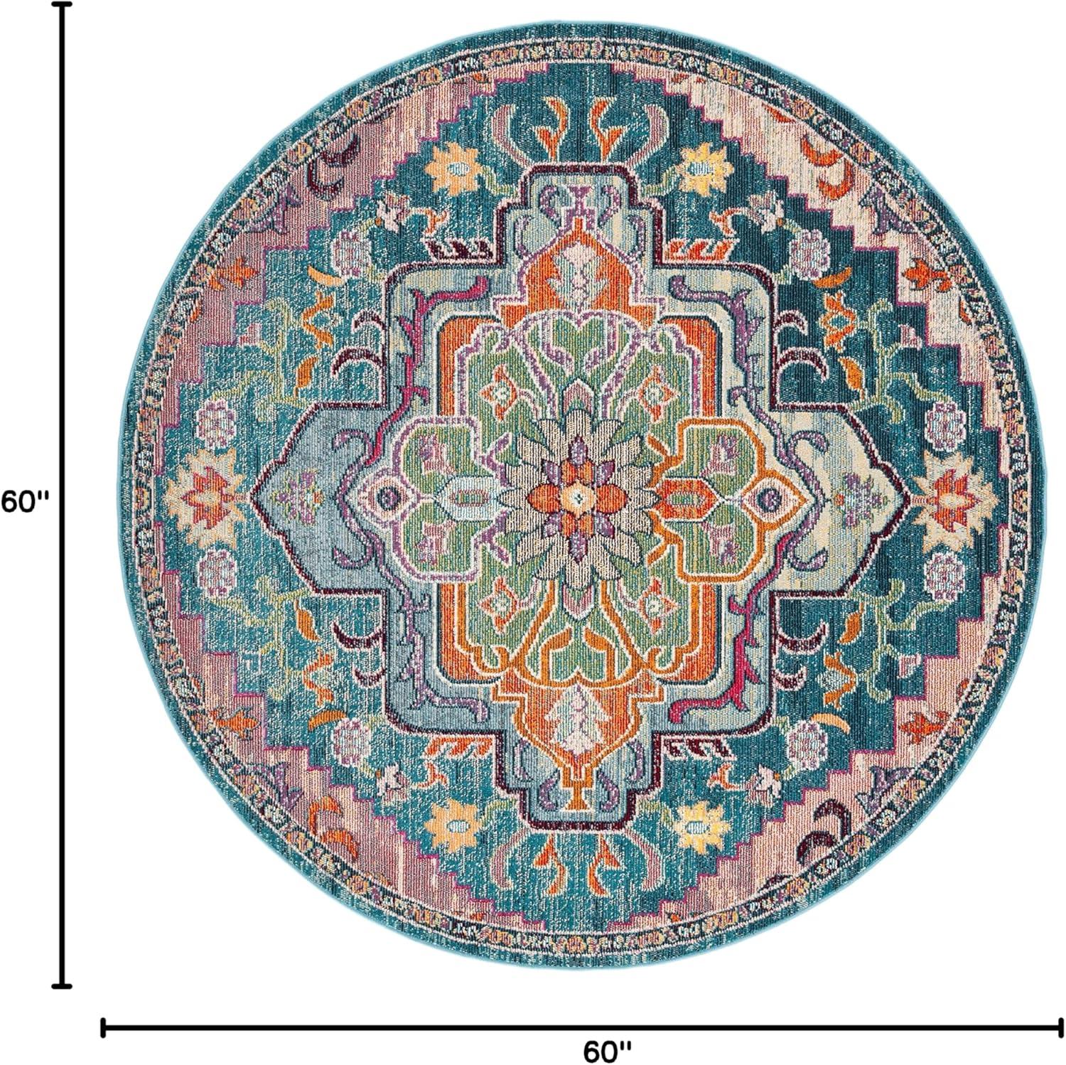 image:imageSAFAVIEH Crystal Collection Area Rug 8 x 10 Teal amp Rose Medallion Distressed Design NonShedding amp Easy Care Ideal for High Traffic Areas in Living Room Bedroom CRS501TTealRose