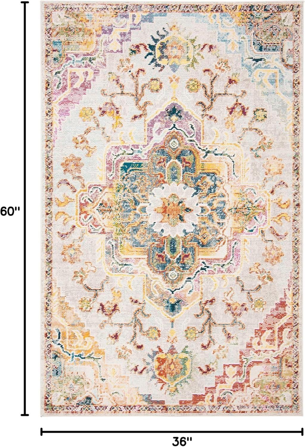 image:imageSAFAVIEH Crystal Collection Area Rug 8 x 10 Teal amp Rose Medallion Distressed Design NonShedding amp Easy Care Ideal for High Traffic Areas in Living Room Bedroom CRS501TLight BlueGrey