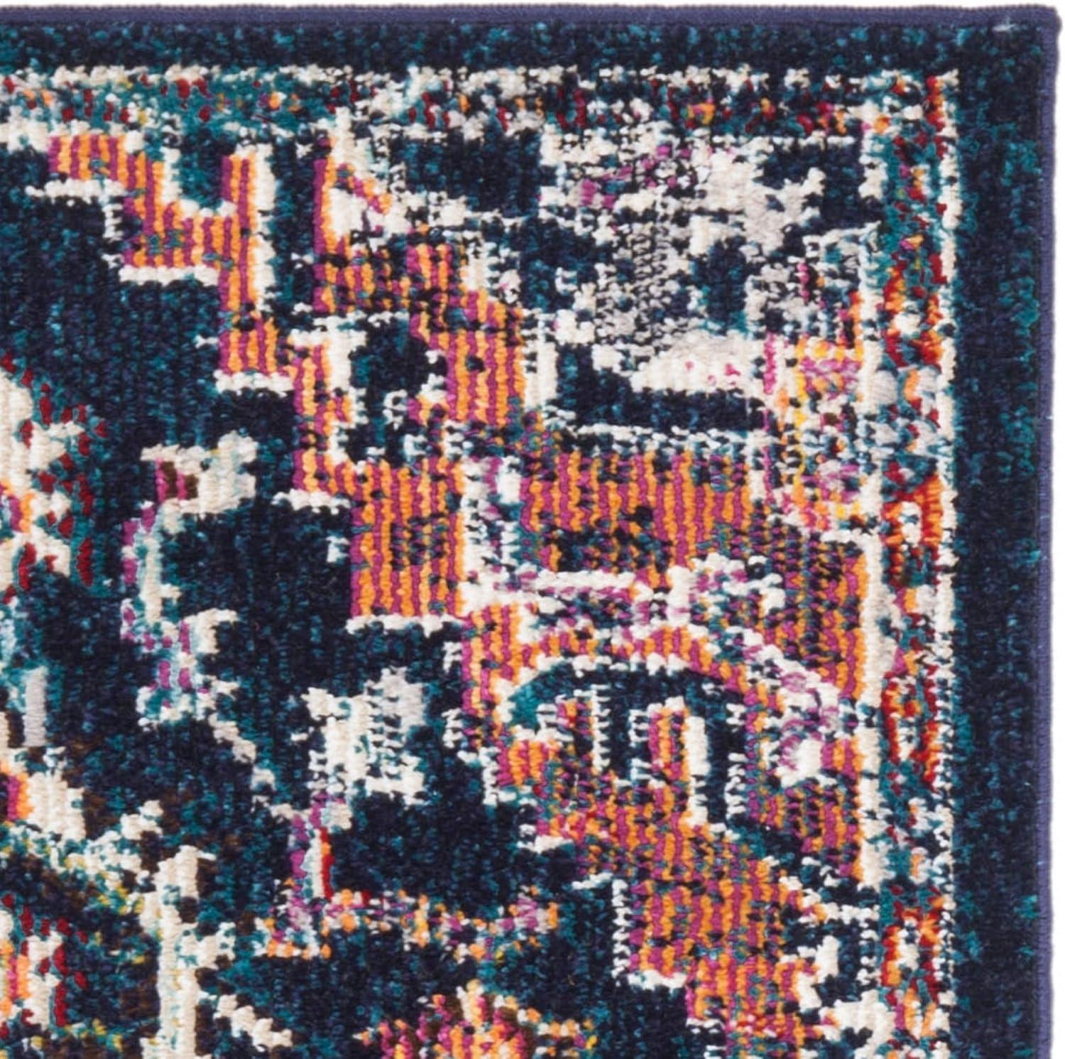 image:imageSAFAVIEH Crystal Collection Area Rug 8 x 10 Teal amp Rose Medallion Distressed Design NonShedding amp Easy Care Ideal for High Traffic Areas in Living Room Bedroom CRS501TNavyFuchsia