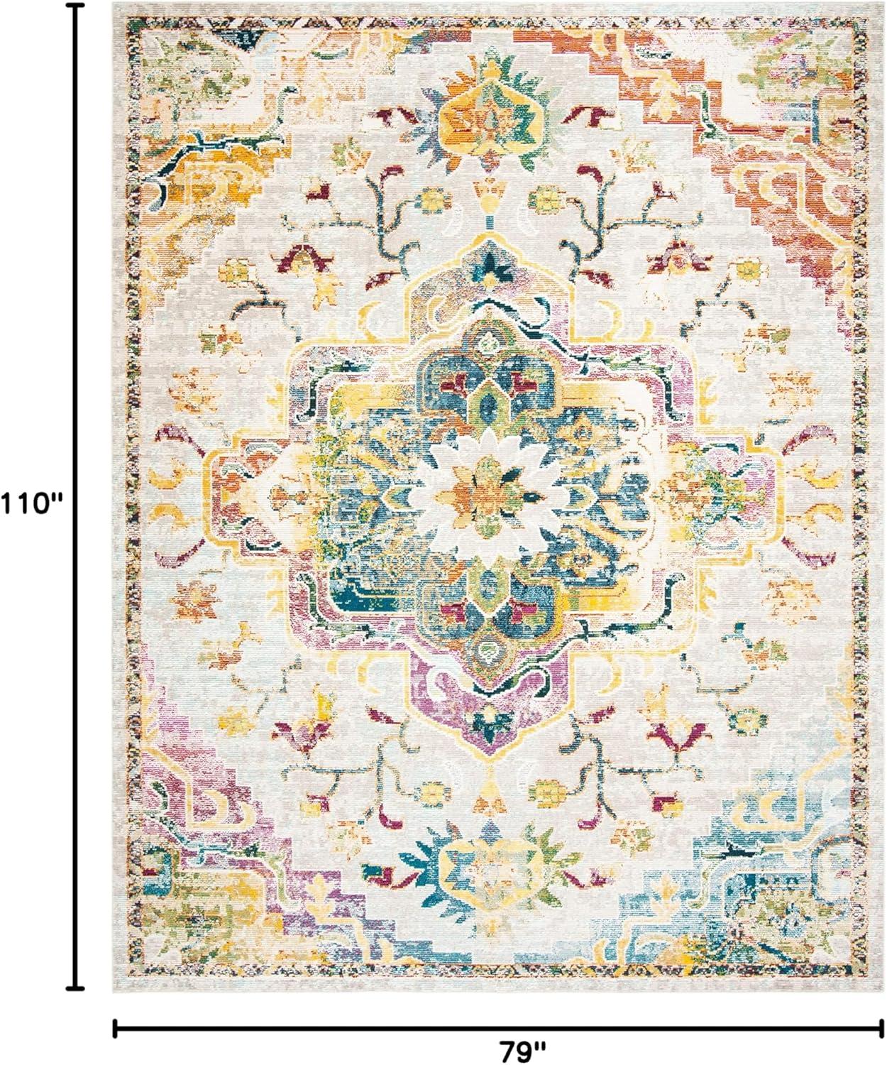 image:imageSAFAVIEH Crystal Collection Area Rug 8 x 10 Teal amp Rose Medallion Distressed Design NonShedding amp Easy Care Ideal for High Traffic Areas in Living Room Bedroom CRS501TLight BlueGrey