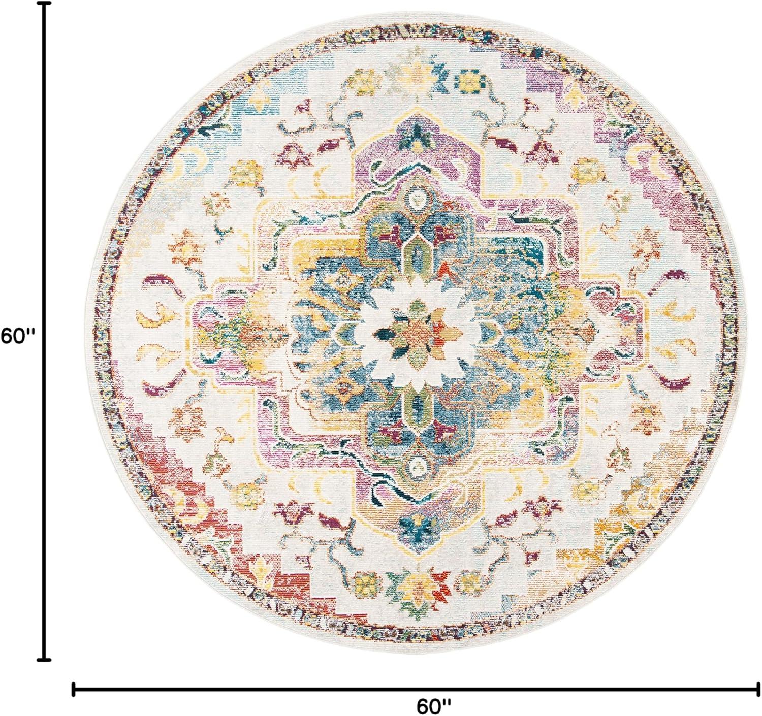 image:imageSAFAVIEH Crystal Collection Area Rug 8 x 10 Teal amp Rose Medallion Distressed Design NonShedding amp Easy Care Ideal for High Traffic Areas in Living Room Bedroom CRS501TLight BlueGrey