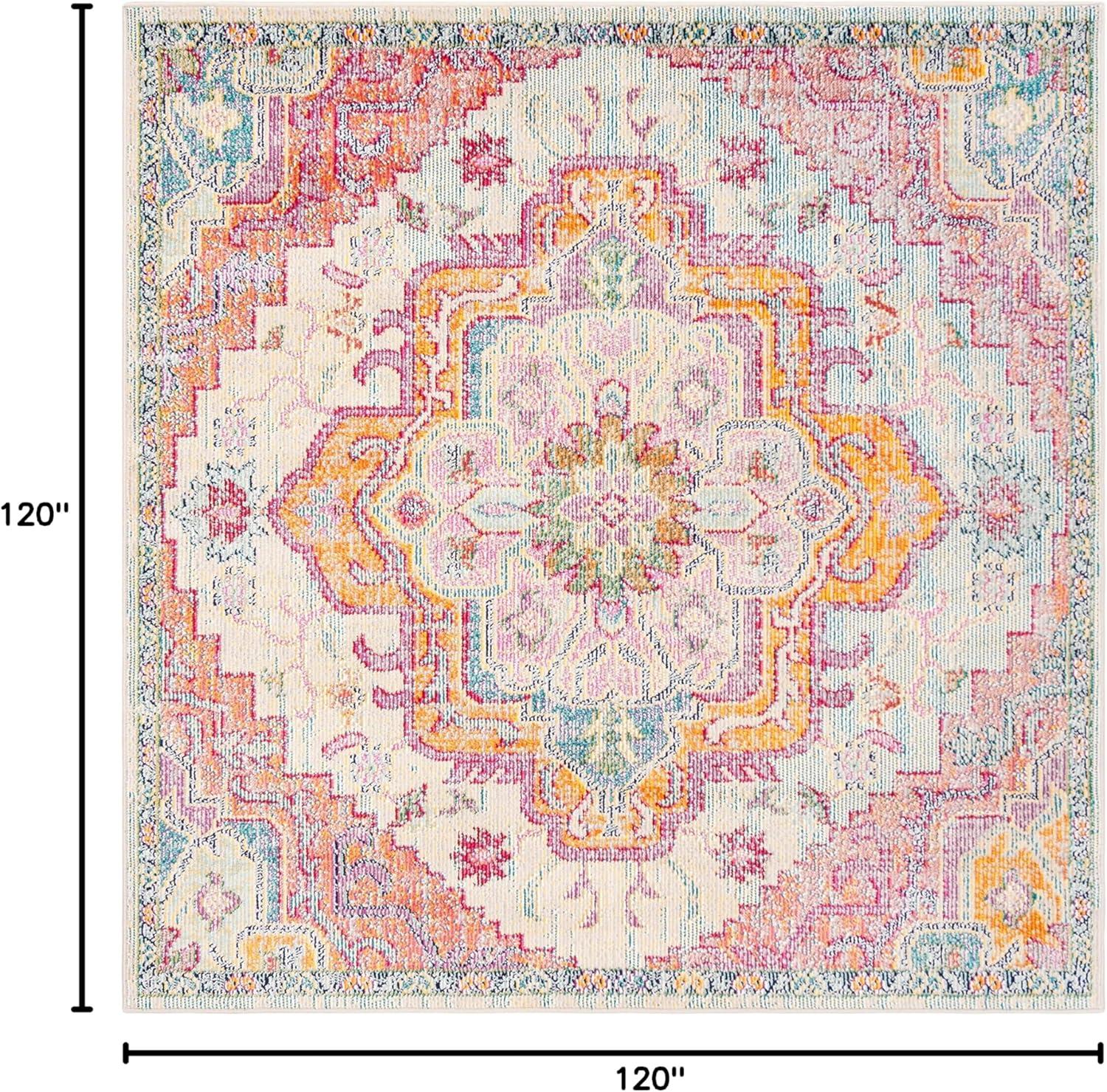 image:imageSAFAVIEH Crystal Collection Area Rug 8 x 10 Teal amp Rose Medallion Distressed Design NonShedding amp Easy Care Ideal for High Traffic Areas in Living Room Bedroom CRS501TLight BlueFuchsia
