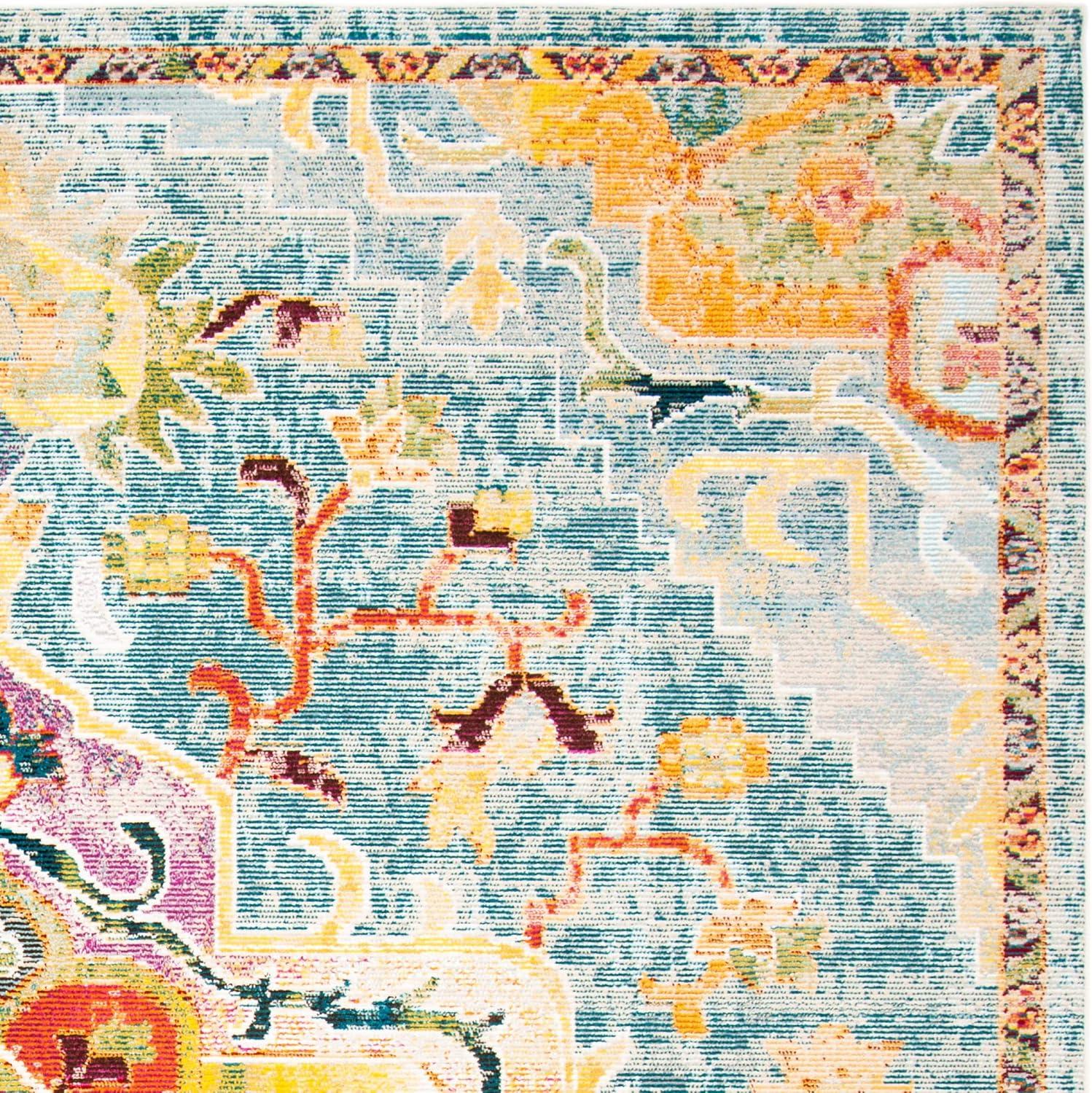 image:imageSAFAVIEH Crystal Collection Area Rug 8 x 10 Teal amp Rose Medallion Distressed Design NonShedding amp Easy Care Ideal for High Traffic Areas in Living Room Bedroom CRS501TOrangeTeal