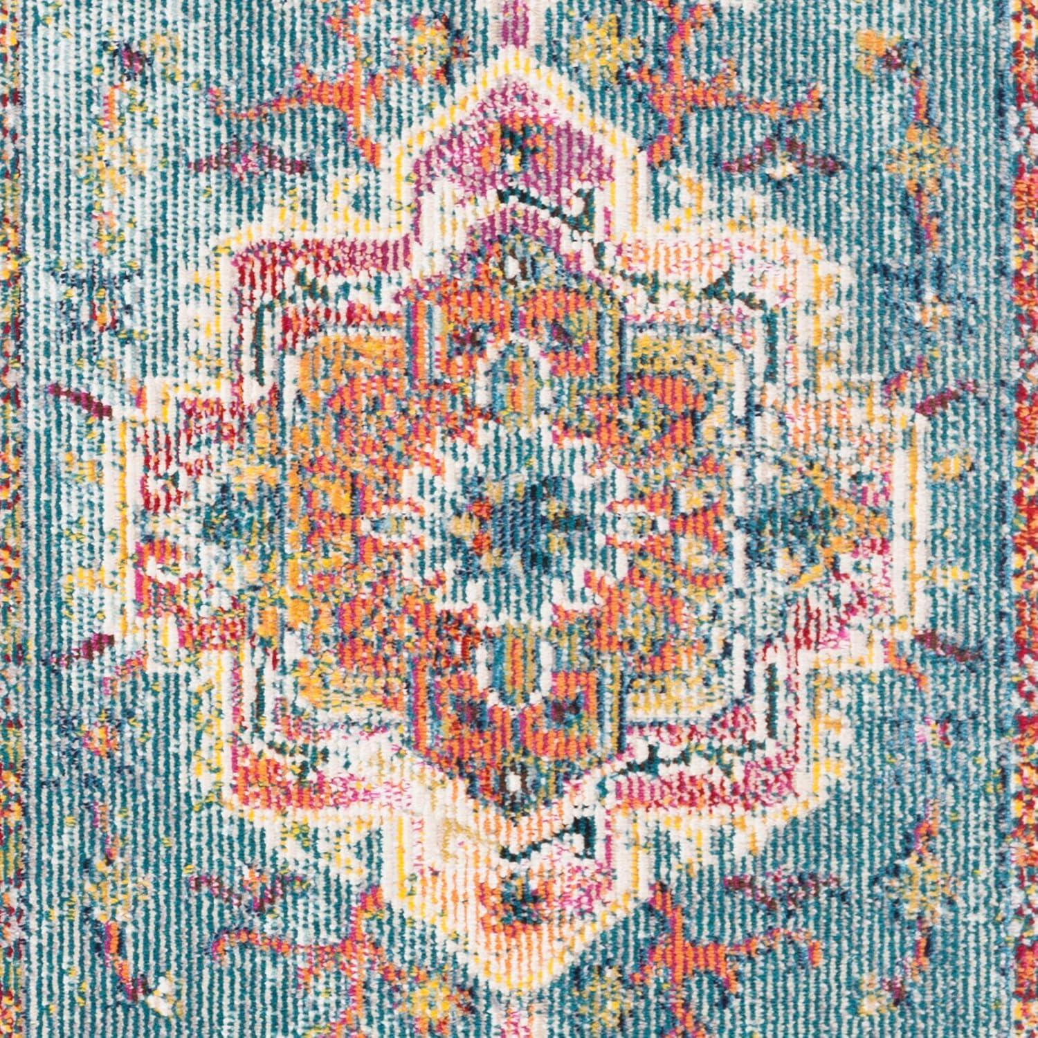 image:imageSAFAVIEH Crystal Collection Area Rug 8 x 10 Teal amp Rose Medallion Distressed Design NonShedding amp Easy Care Ideal for High Traffic Areas in Living Room Bedroom CRS501TTealOrange
