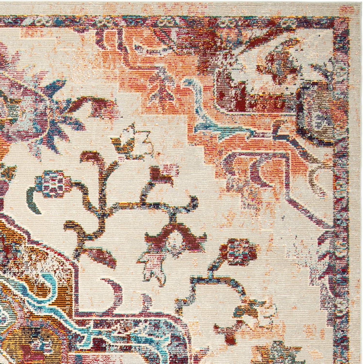 image:imageSAFAVIEH Crystal Collection Area Rug 8 x 10 Teal amp Rose Medallion Distressed Design NonShedding amp Easy Care Ideal for High Traffic Areas in Living Room Bedroom CRS501TLight BlueBurgundy