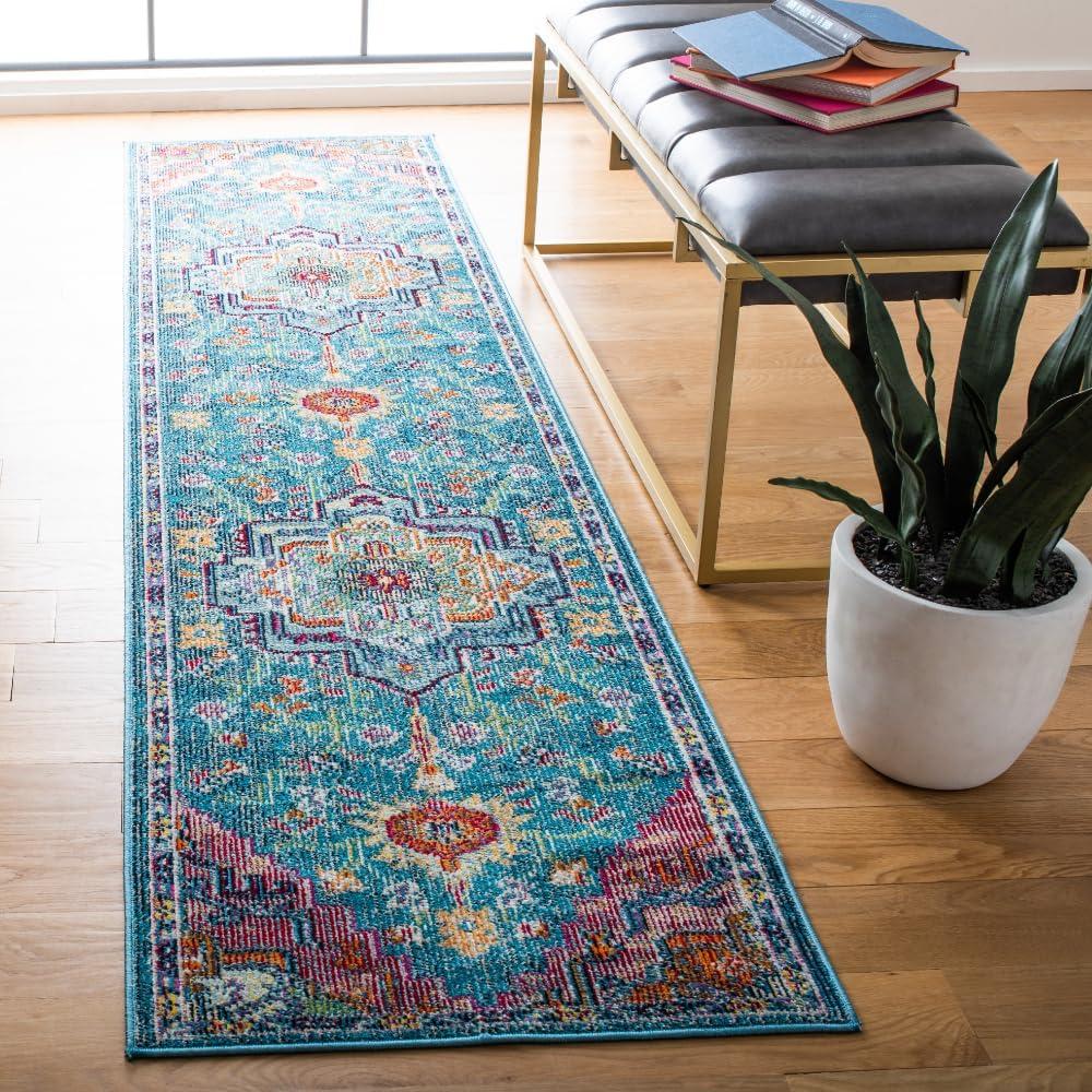 image:imageSAFAVIEH Crystal Collection Area Rug 8 x 10 Teal amp Rose Medallion Distressed Design NonShedding amp Easy Care Ideal for High Traffic Areas in Living Room Bedroom CRS501TTealRose
