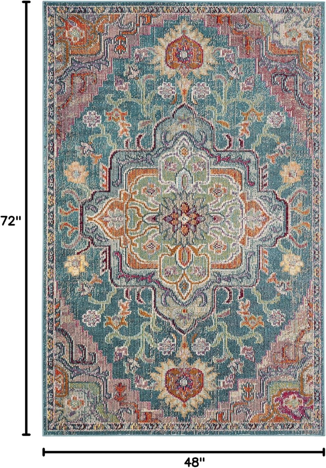 image:imageSAFAVIEH Crystal Collection Area Rug 8 x 10 Teal amp Rose Medallion Distressed Design NonShedding amp Easy Care Ideal for High Traffic Areas in Living Room Bedroom CRS501TTealRose