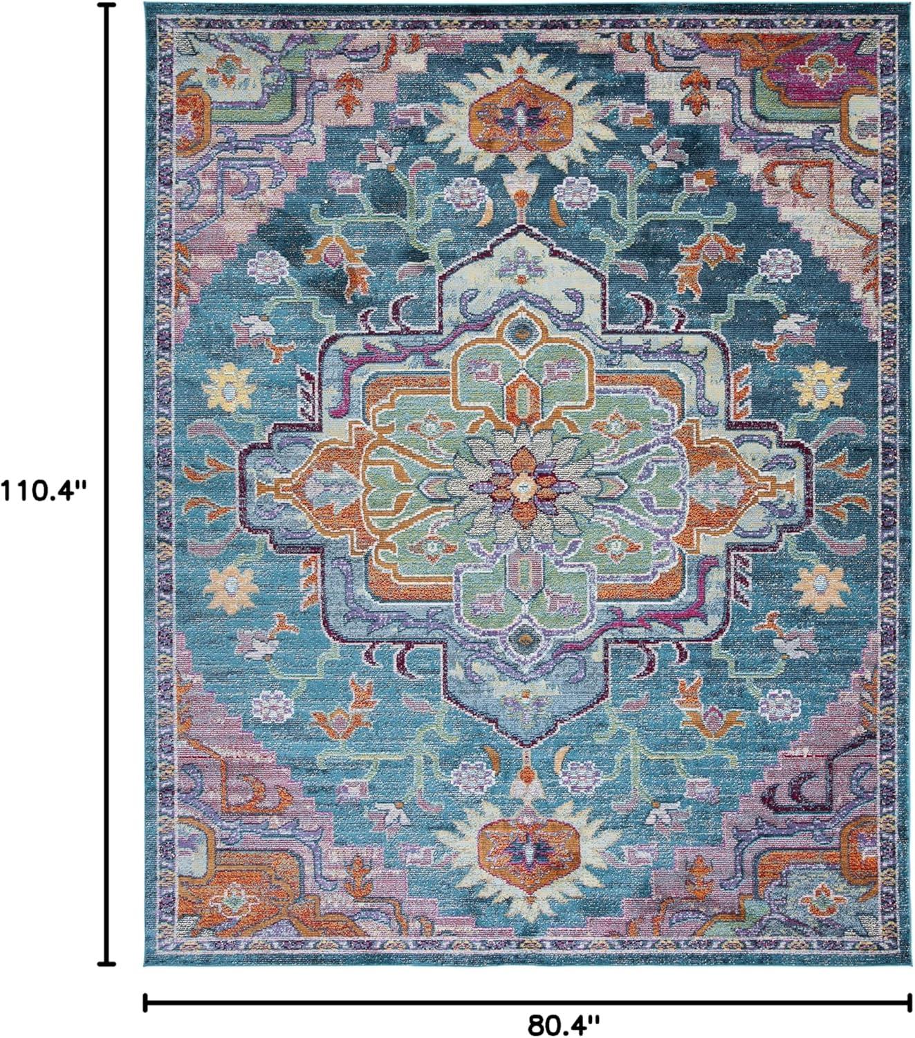 image:imageSAFAVIEH Crystal Collection Area Rug 8 x 10 Teal amp Rose Medallion Distressed Design NonShedding amp Easy Care Ideal for High Traffic Areas in Living Room Bedroom CRS501TTealRose