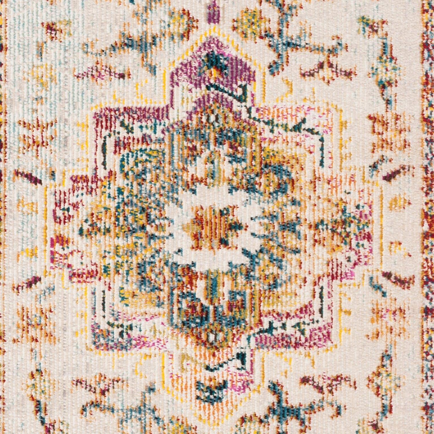 image:imageSAFAVIEH Crystal Collection Area Rug 8 x 10 Teal amp Rose Medallion Distressed Design NonShedding amp Easy Care Ideal for High Traffic Areas in Living Room Bedroom CRS501TLight BlueGrey