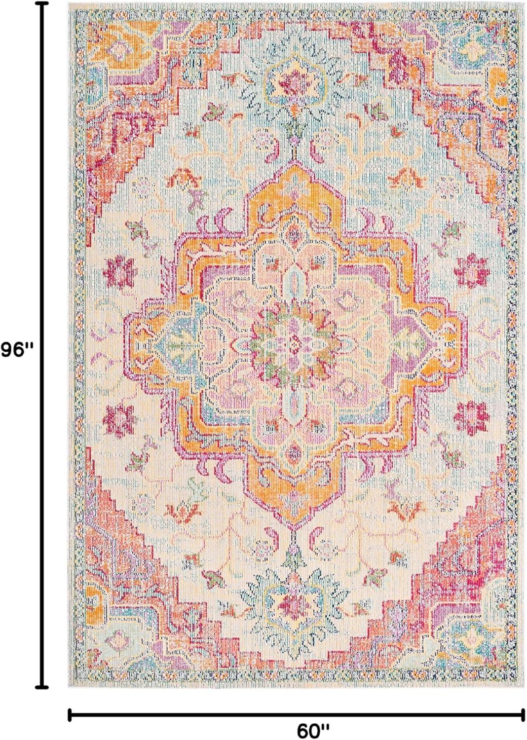 image:imageSAFAVIEH Crystal Collection Area Rug 8 x 10 Teal amp Rose Medallion Distressed Design NonShedding amp Easy Care Ideal for High Traffic Areas in Living Room Bedroom CRS501TLight BlueFuchsia