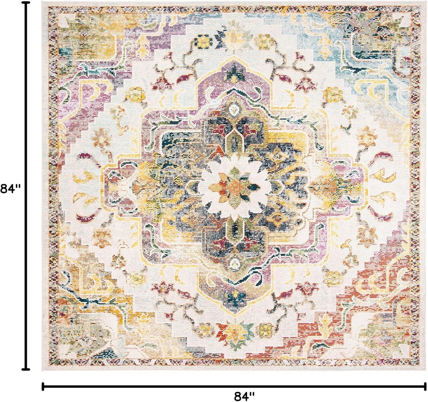 image:imageSAFAVIEH Crystal Collection Area Rug 8 x 10 Teal amp Rose Medallion Distressed Design NonShedding amp Easy Care Ideal for High Traffic Areas in Living Room Bedroom CRS501TLight BlueGrey