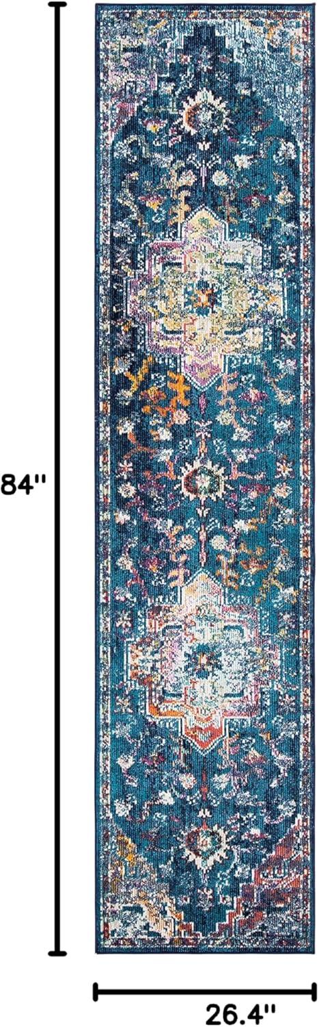 image:imageSAFAVIEH Crystal Collection Area Rug 8 x 10 Teal amp Rose Medallion Distressed Design NonShedding amp Easy Care Ideal for High Traffic Areas in Living Room Bedroom CRS501TNavyFuchsia
