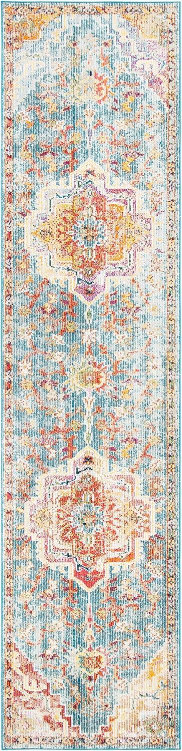 image:imageSAFAVIEH Crystal Collection Area Rug 8 x 10 Teal amp Rose Medallion Distressed Design NonShedding amp Easy Care Ideal for High Traffic Areas in Living Room Bedroom CRS501TLight BlueFuchsia