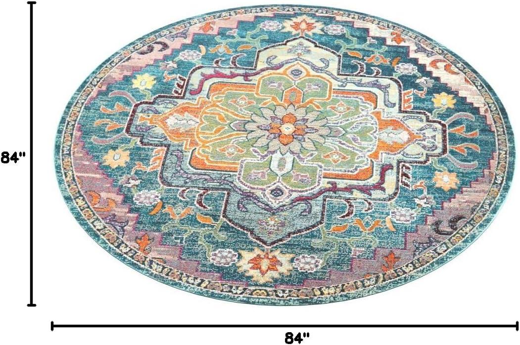 image:imageSAFAVIEH Crystal Collection Area Rug 8 x 10 Teal amp Rose Medallion Distressed Design NonShedding amp Easy Care Ideal for High Traffic Areas in Living Room Bedroom CRS501TTealRose
