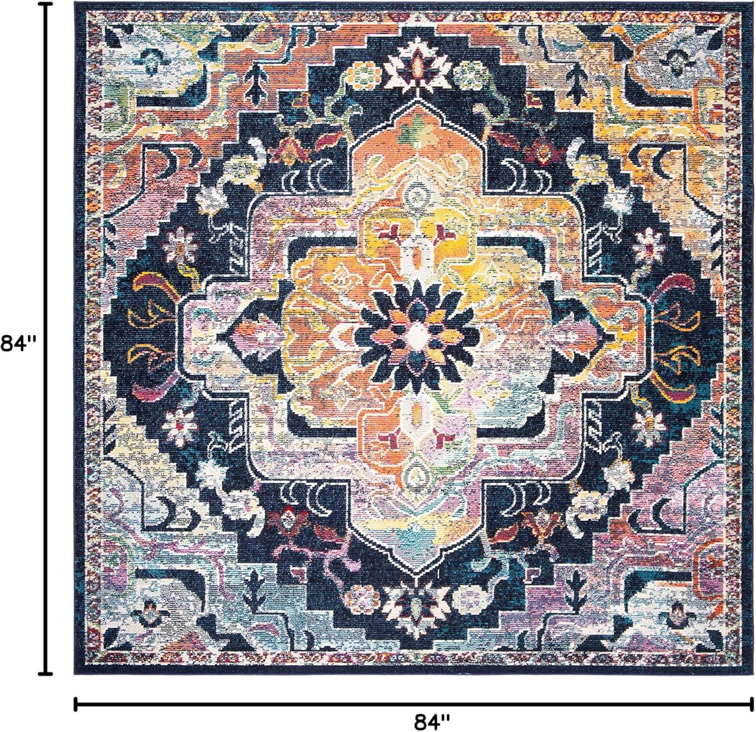 image:imageSAFAVIEH Crystal Collection Area Rug 8 x 10 Teal amp Rose Medallion Distressed Design NonShedding amp Easy Care Ideal for High Traffic Areas in Living Room Bedroom CRS501TNavyFuchsia