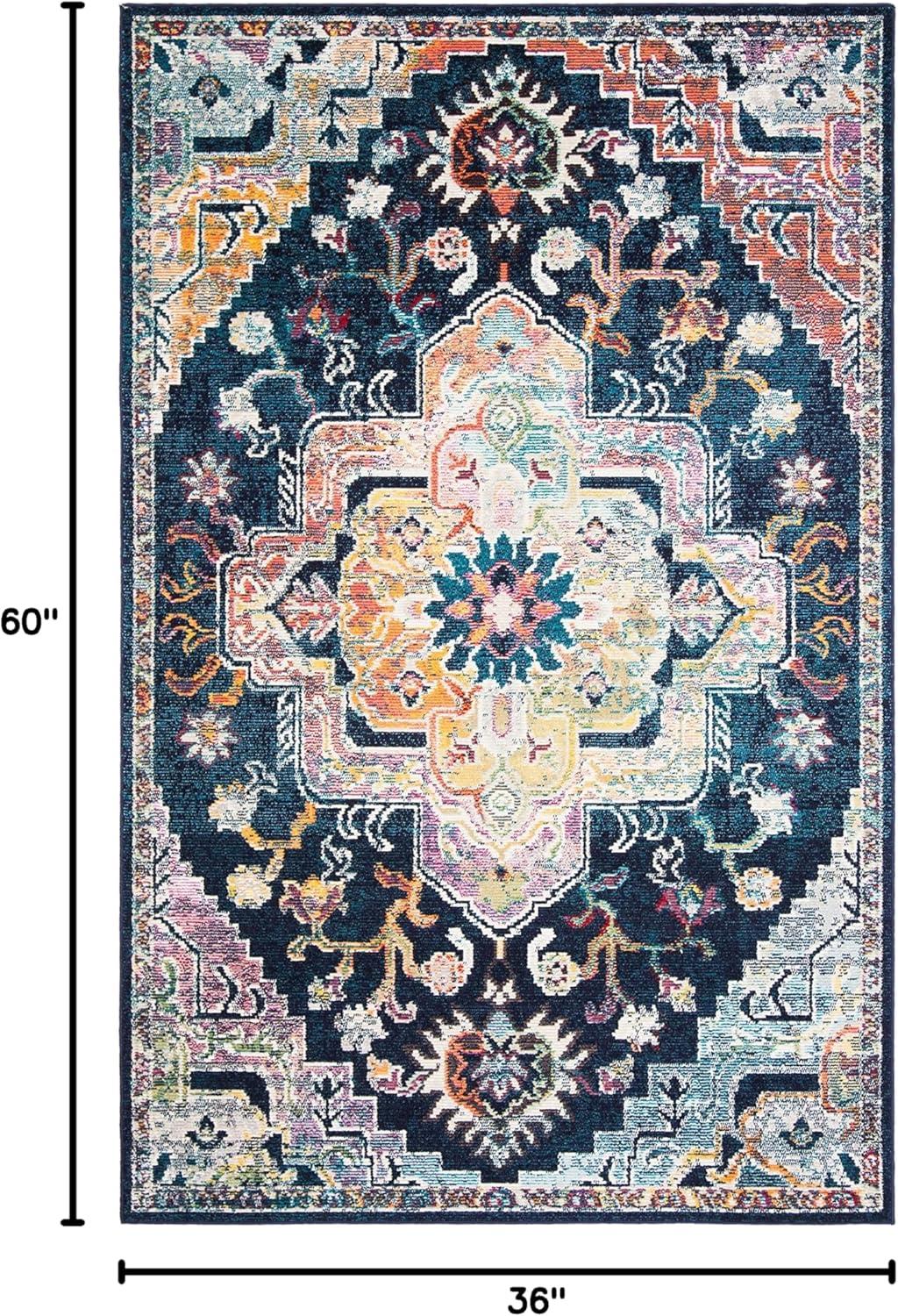 image:imageSAFAVIEH Crystal Collection Area Rug 8 x 10 Teal amp Rose Medallion Distressed Design NonShedding amp Easy Care Ideal for High Traffic Areas in Living Room Bedroom CRS501TNavyFuchsia