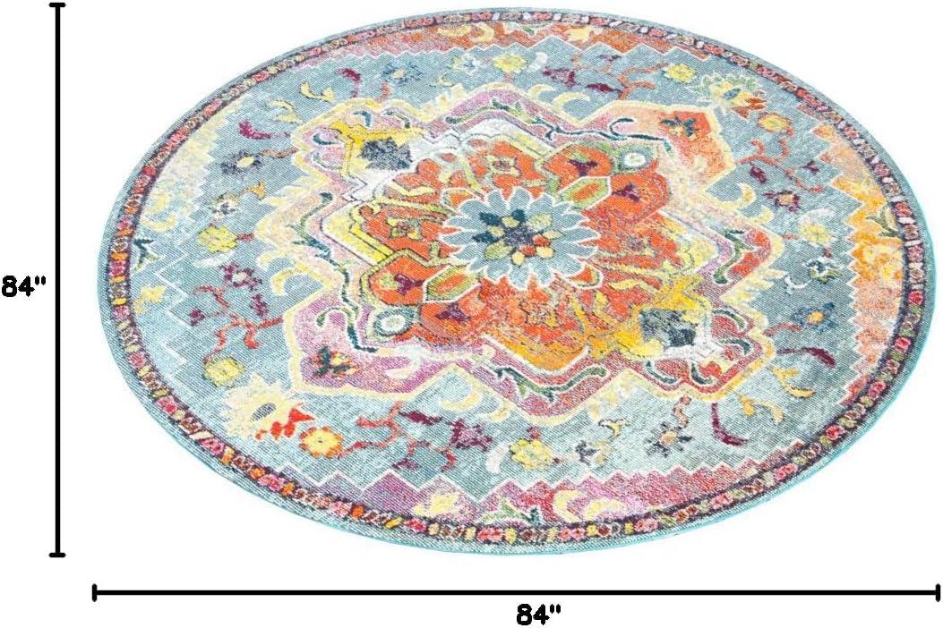 image:imageSAFAVIEH Crystal Collection Area Rug 8 x 10 Teal amp Rose Medallion Distressed Design NonShedding amp Easy Care Ideal for High Traffic Areas in Living Room Bedroom CRS501TTealOrange
