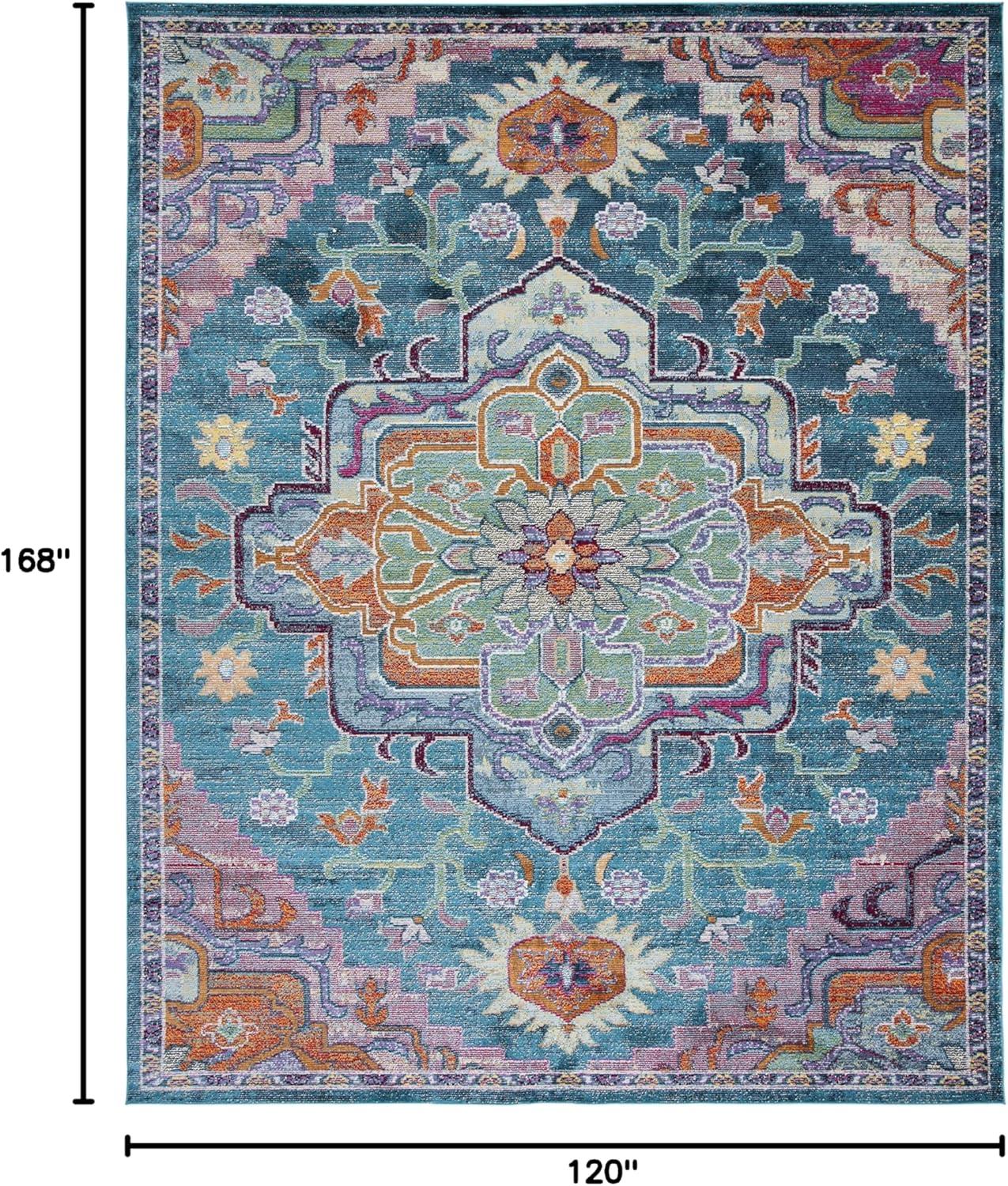 image:imageSAFAVIEH Crystal Collection Area Rug 8 x 10 Teal amp Rose Medallion Distressed Design NonShedding amp Easy Care Ideal for High Traffic Areas in Living Room Bedroom CRS501TTealRose