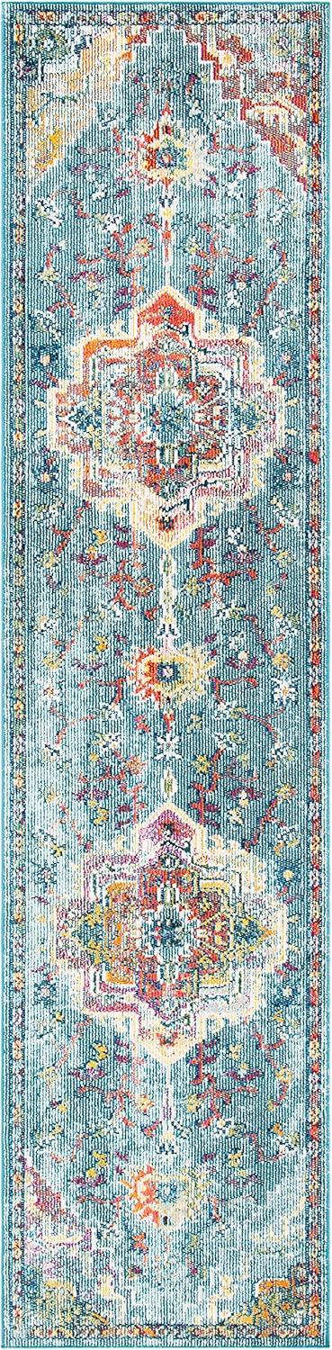 image:imageSAFAVIEH Crystal Collection Area Rug 8 x 10 Teal amp Rose Medallion Distressed Design NonShedding amp Easy Care Ideal for High Traffic Areas in Living Room Bedroom CRS501TTealOrange