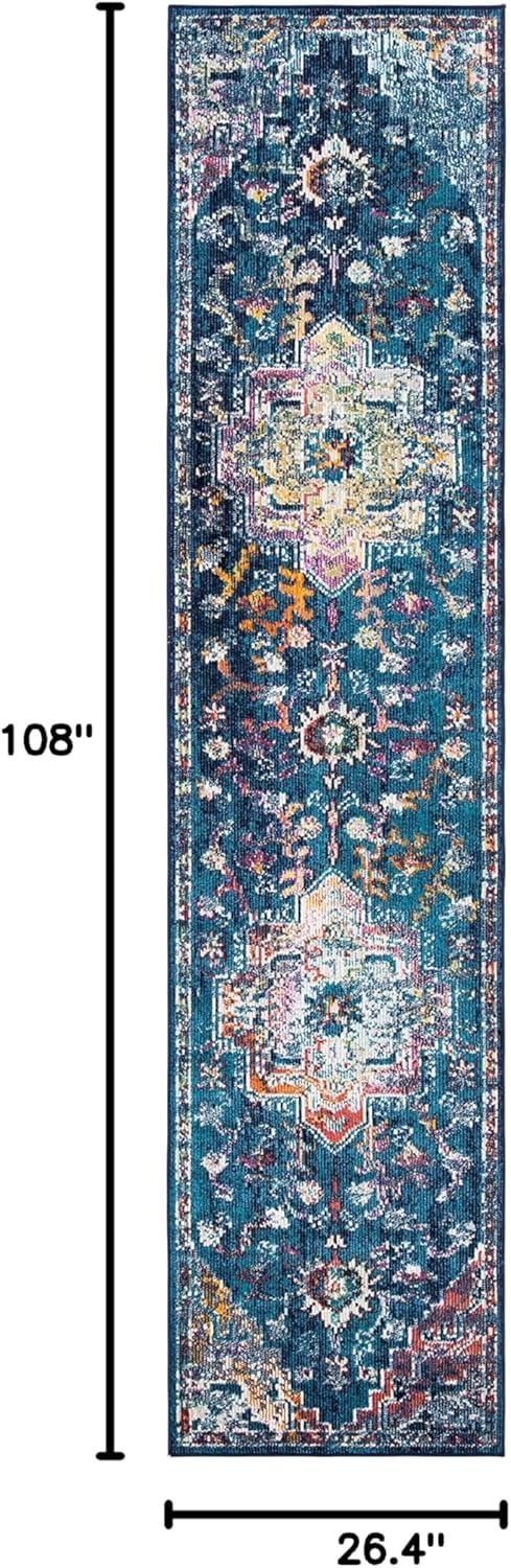 image:imageSAFAVIEH Crystal Collection Area Rug 8 x 10 Teal amp Rose Medallion Distressed Design NonShedding amp Easy Care Ideal for High Traffic Areas in Living Room Bedroom CRS501TNavyFuchsia