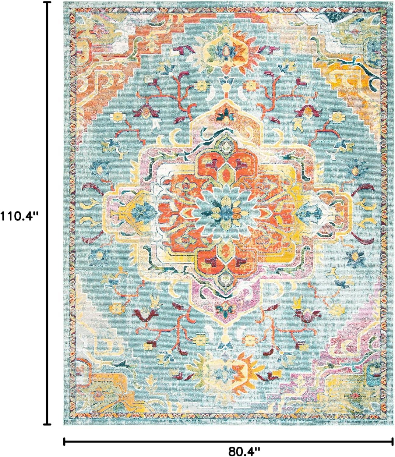 image:imageSAFAVIEH Crystal Collection Area Rug 8 x 10 Teal amp Rose Medallion Distressed Design NonShedding amp Easy Care Ideal for High Traffic Areas in Living Room Bedroom CRS501TTealOrange